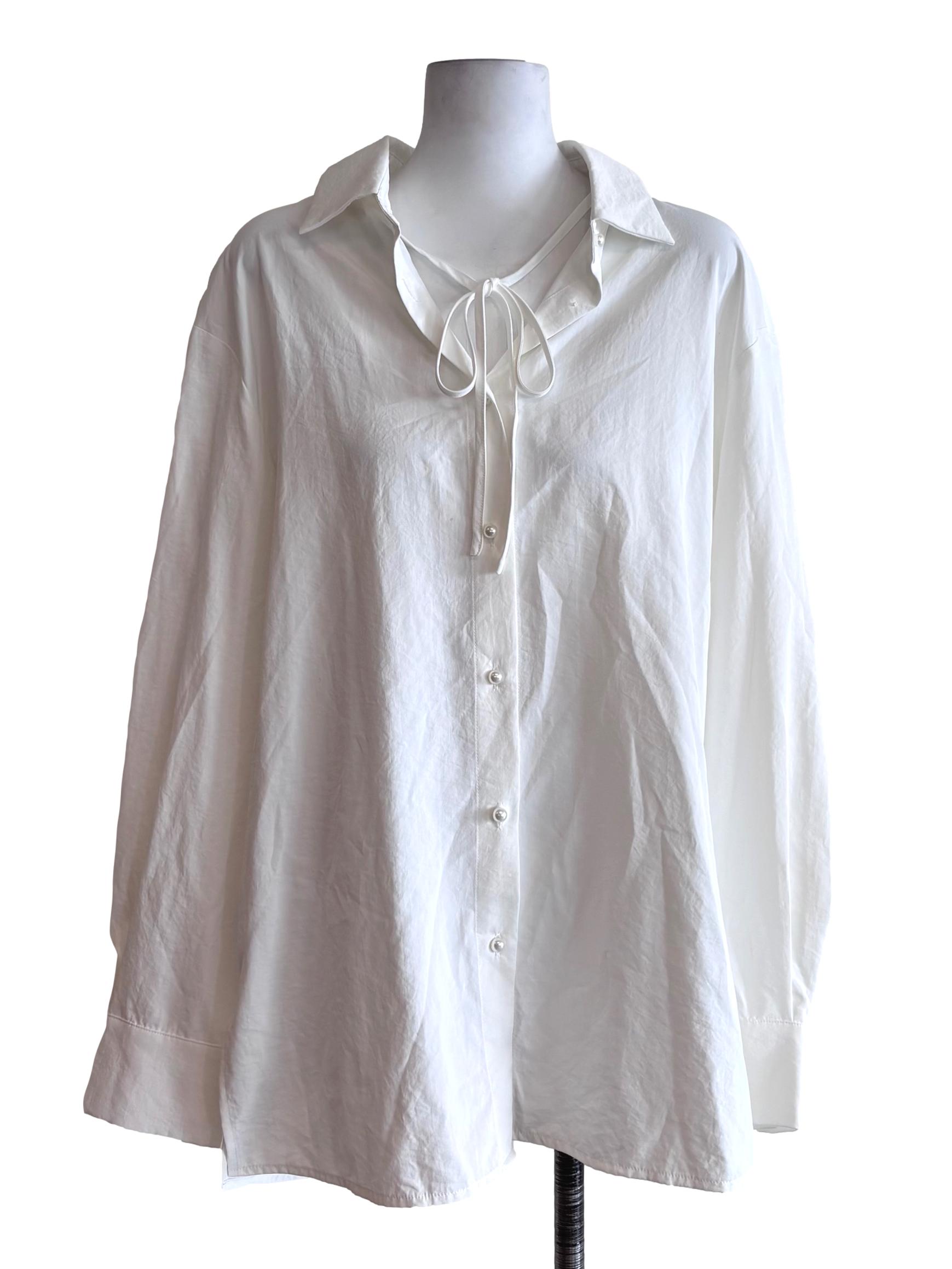 White Tasha Textured Tie Shirt