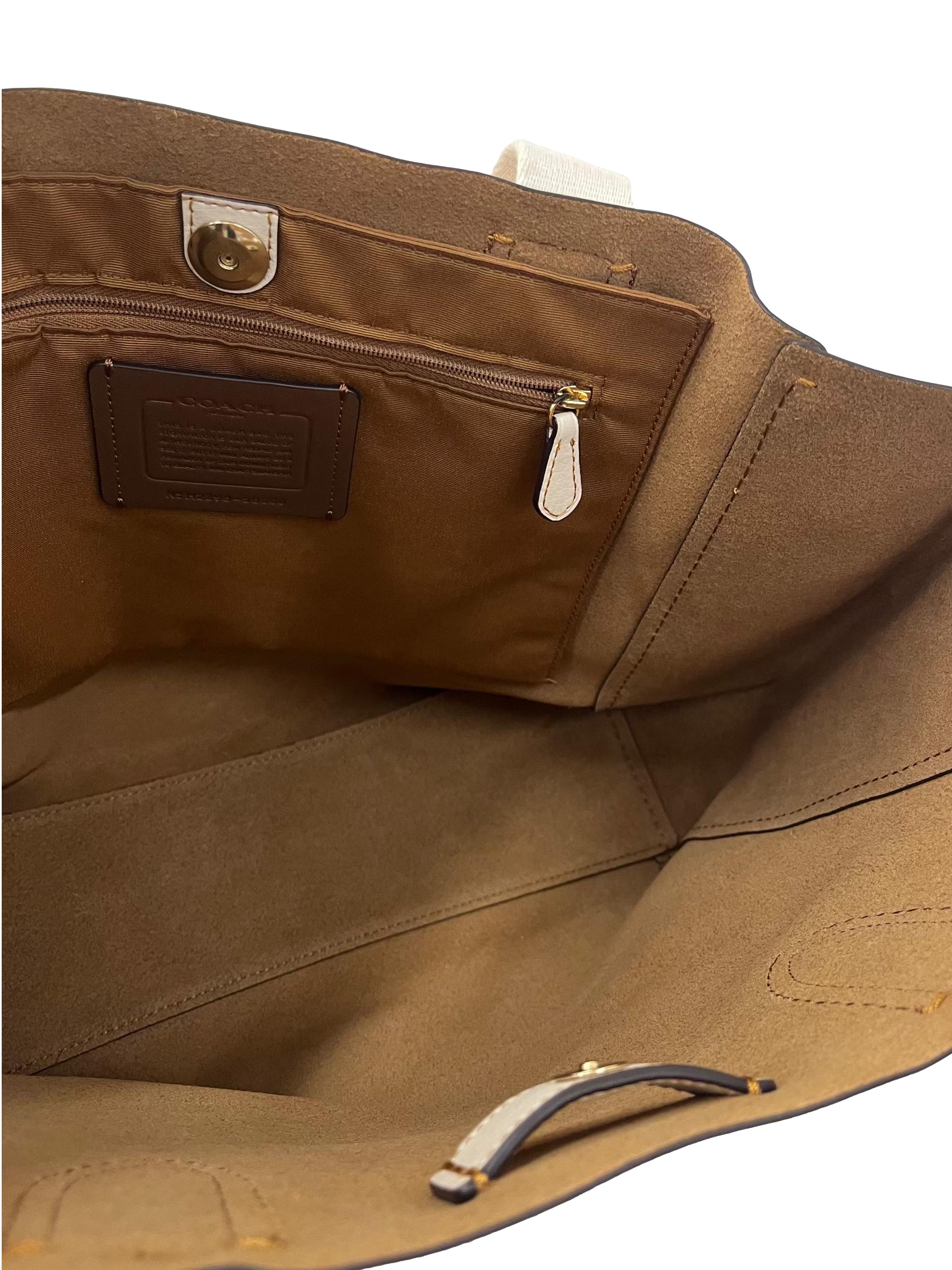 Chalk Pebble Leather Derby Tote Bag