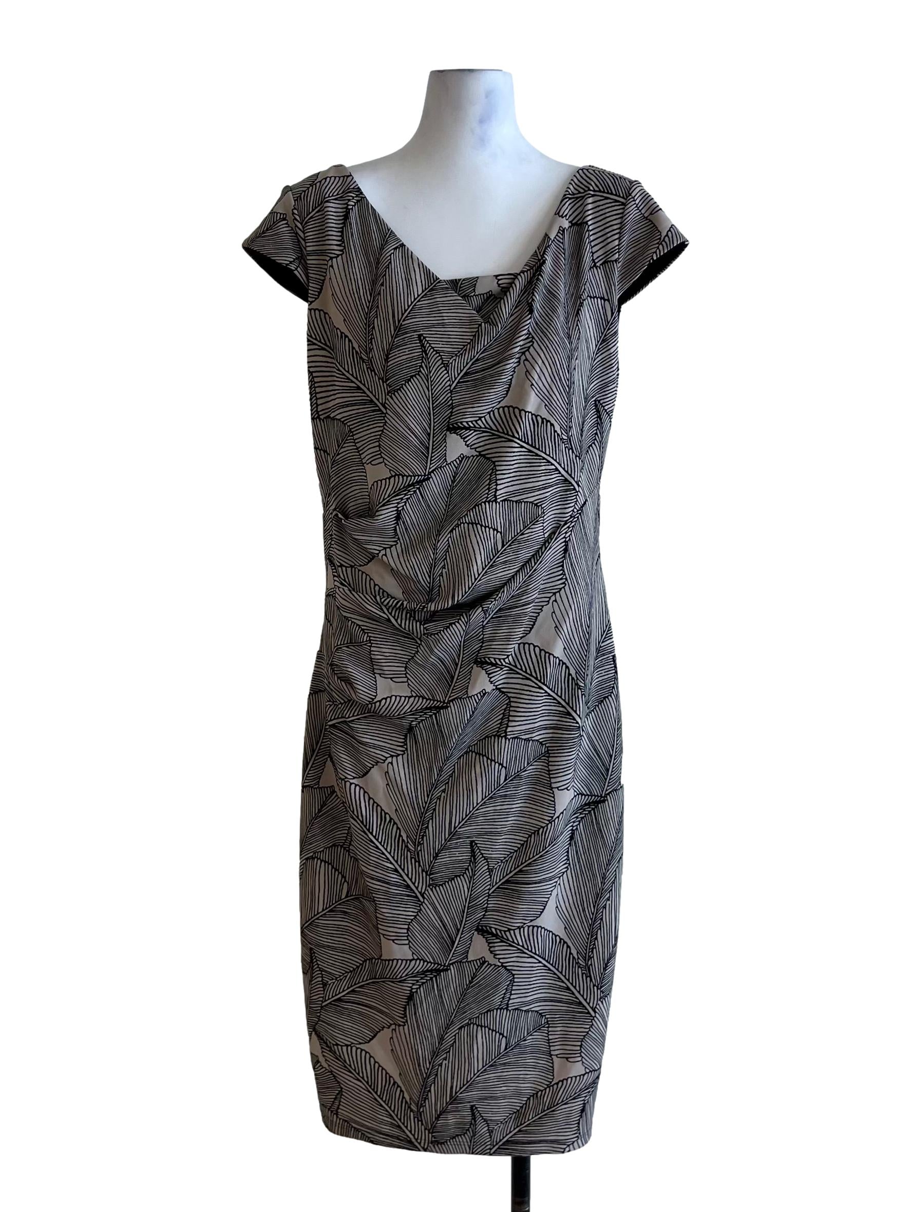 Beige Abstract Sheath Dress