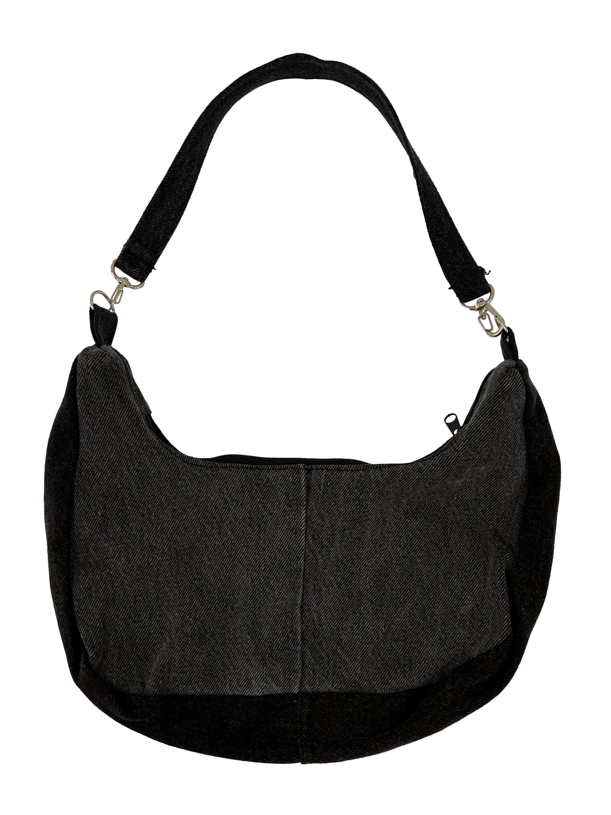 Black Denim Reworked Shoulder Bag