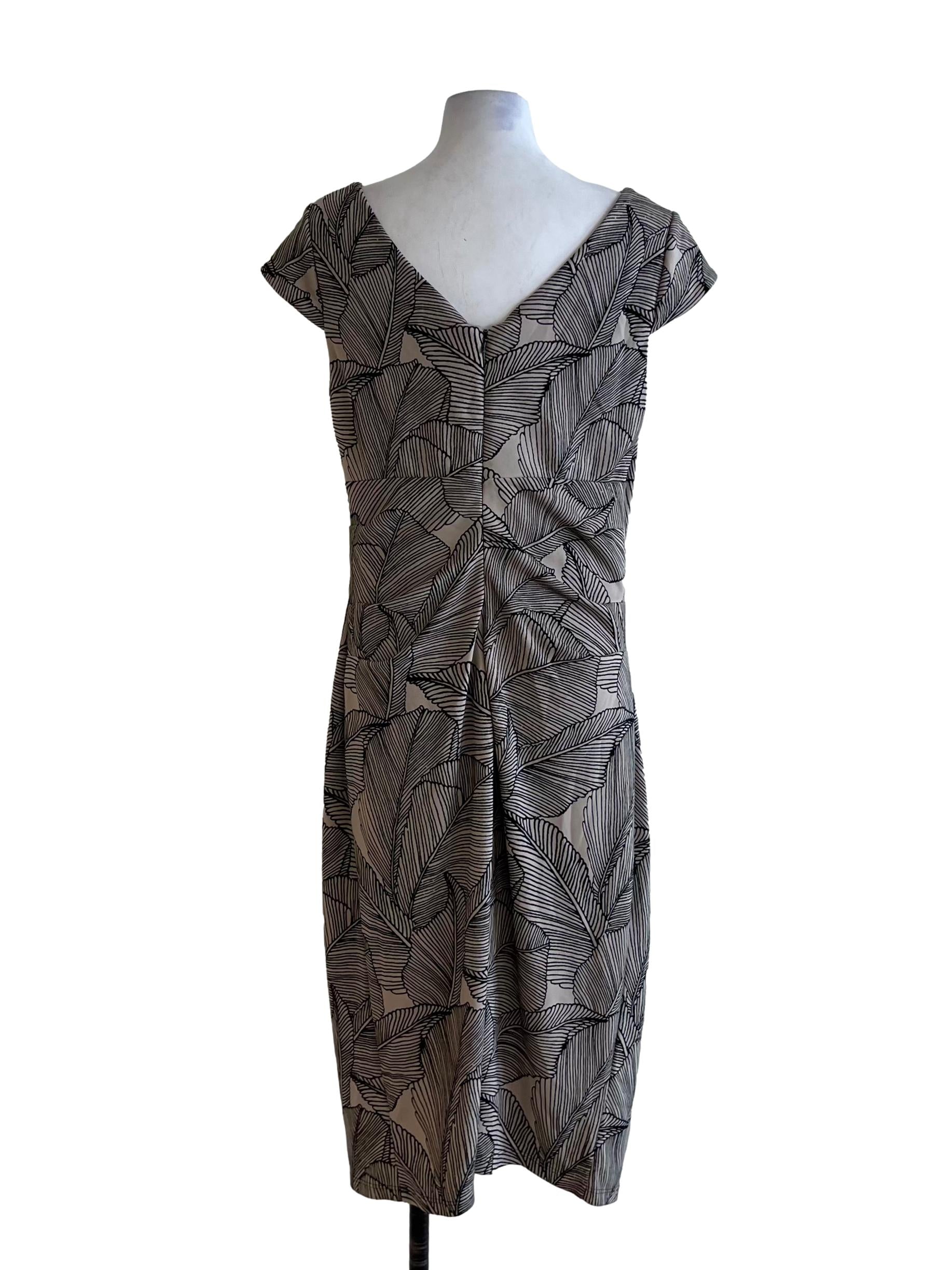 Beige Abstract Sheath Dress