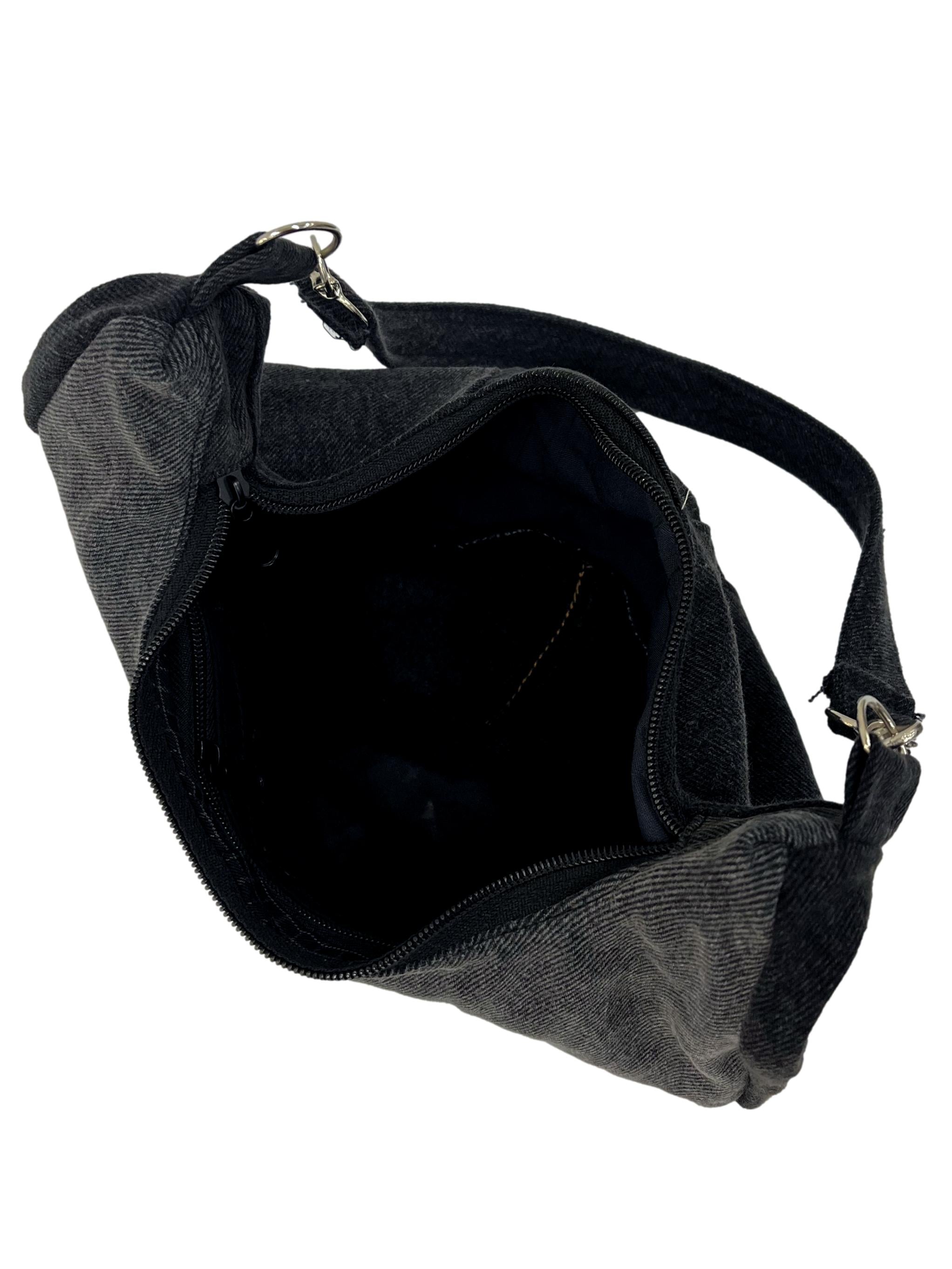 Black Denim Reworked Shoulder Bag