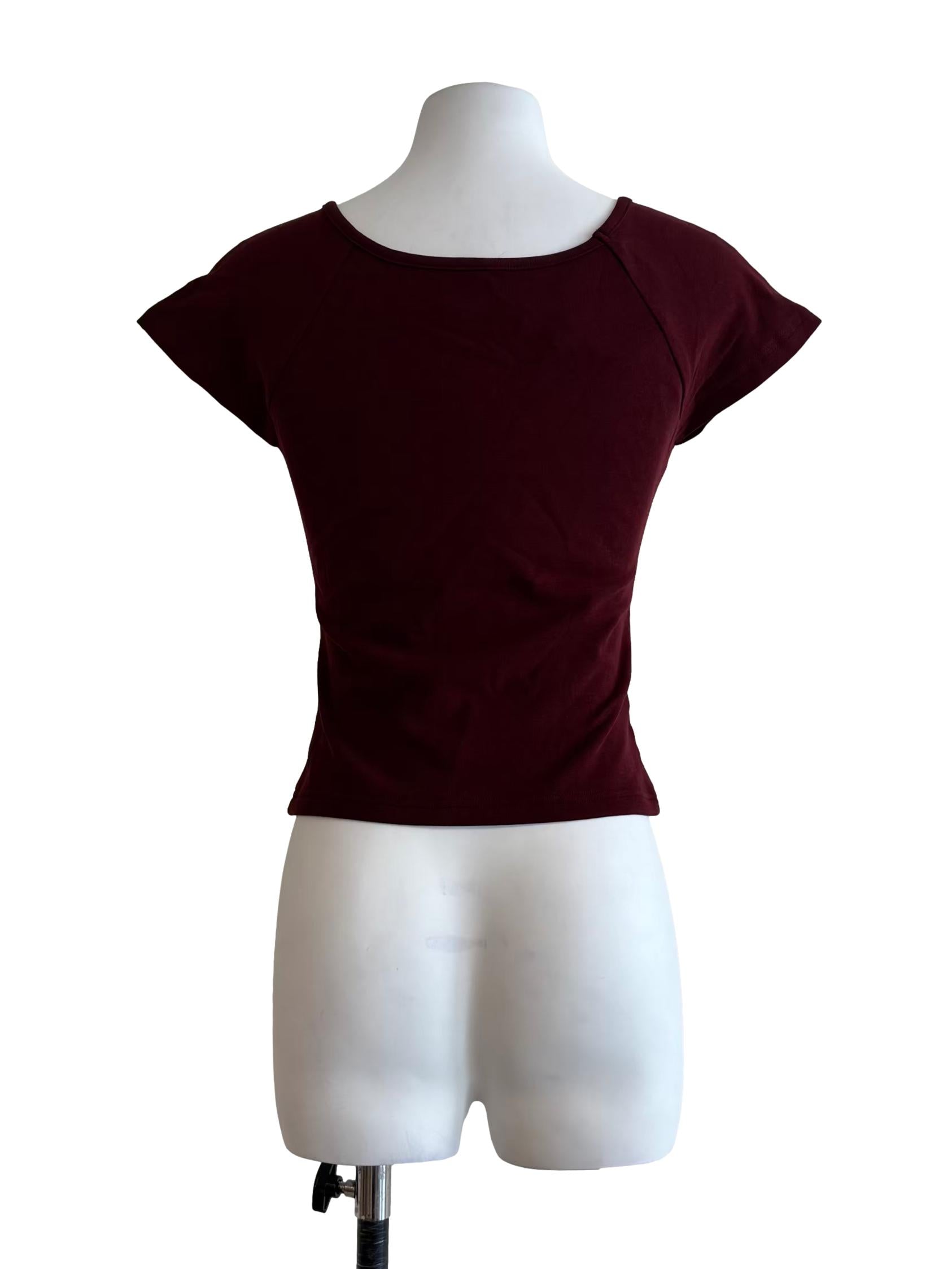 Maroon Cap Sleeve Fitted Top