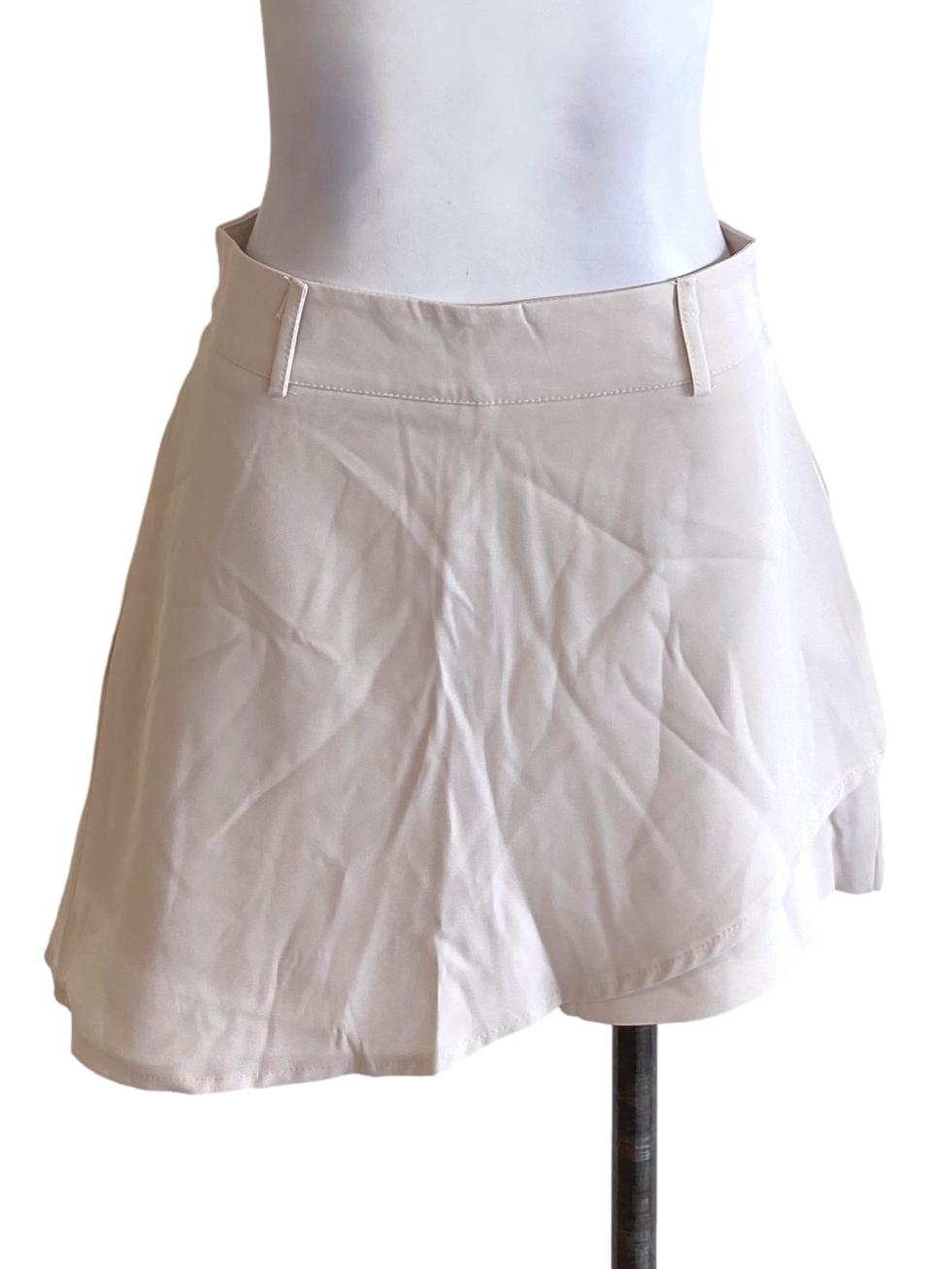 Khaki Brown Plain Loose Asymetrical Skort