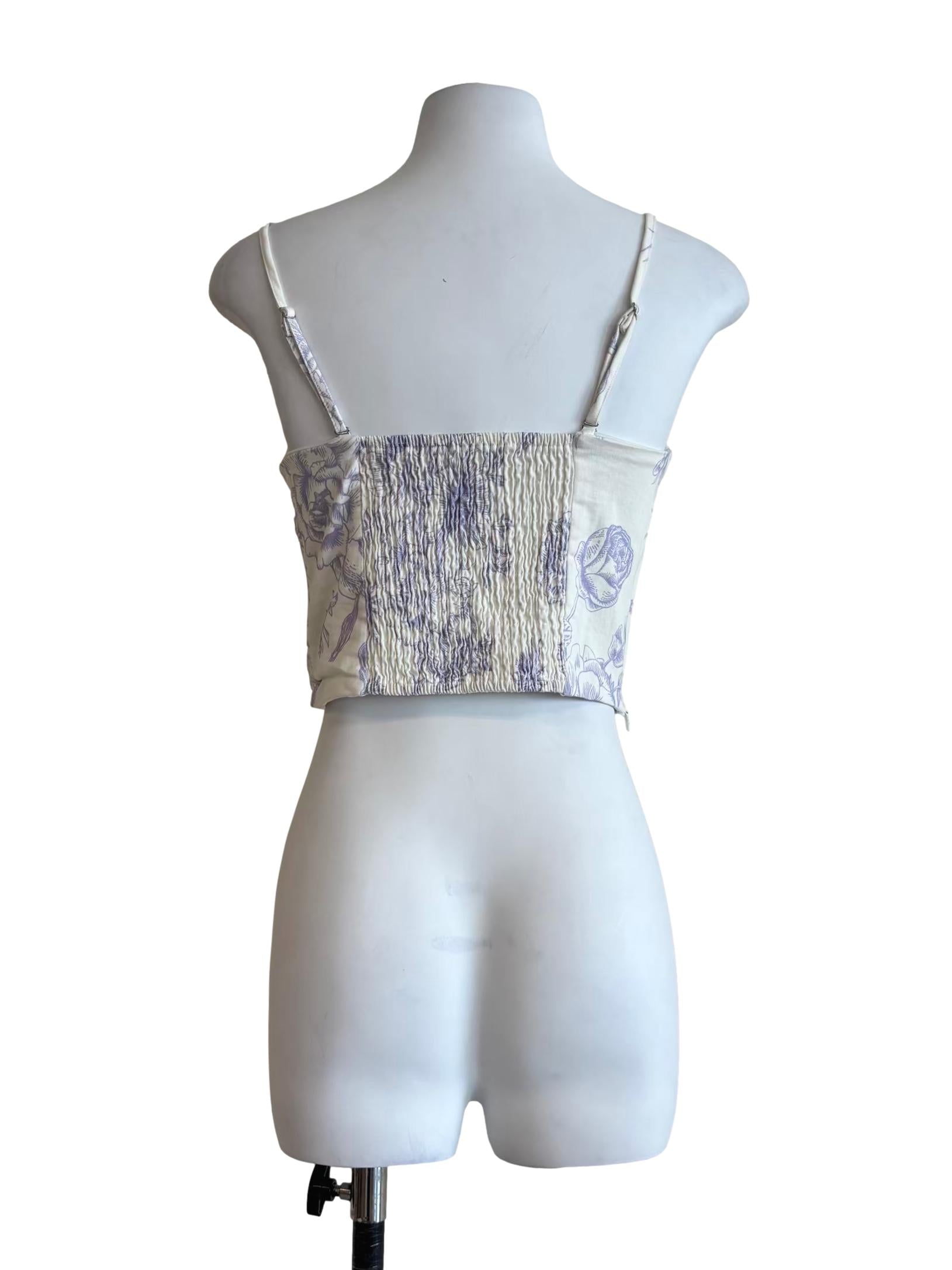 Powder White Wisteria Floral Sweetheart Top