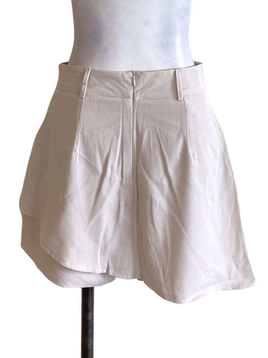 Khaki Brown Plain Loose Asymetrical Skort