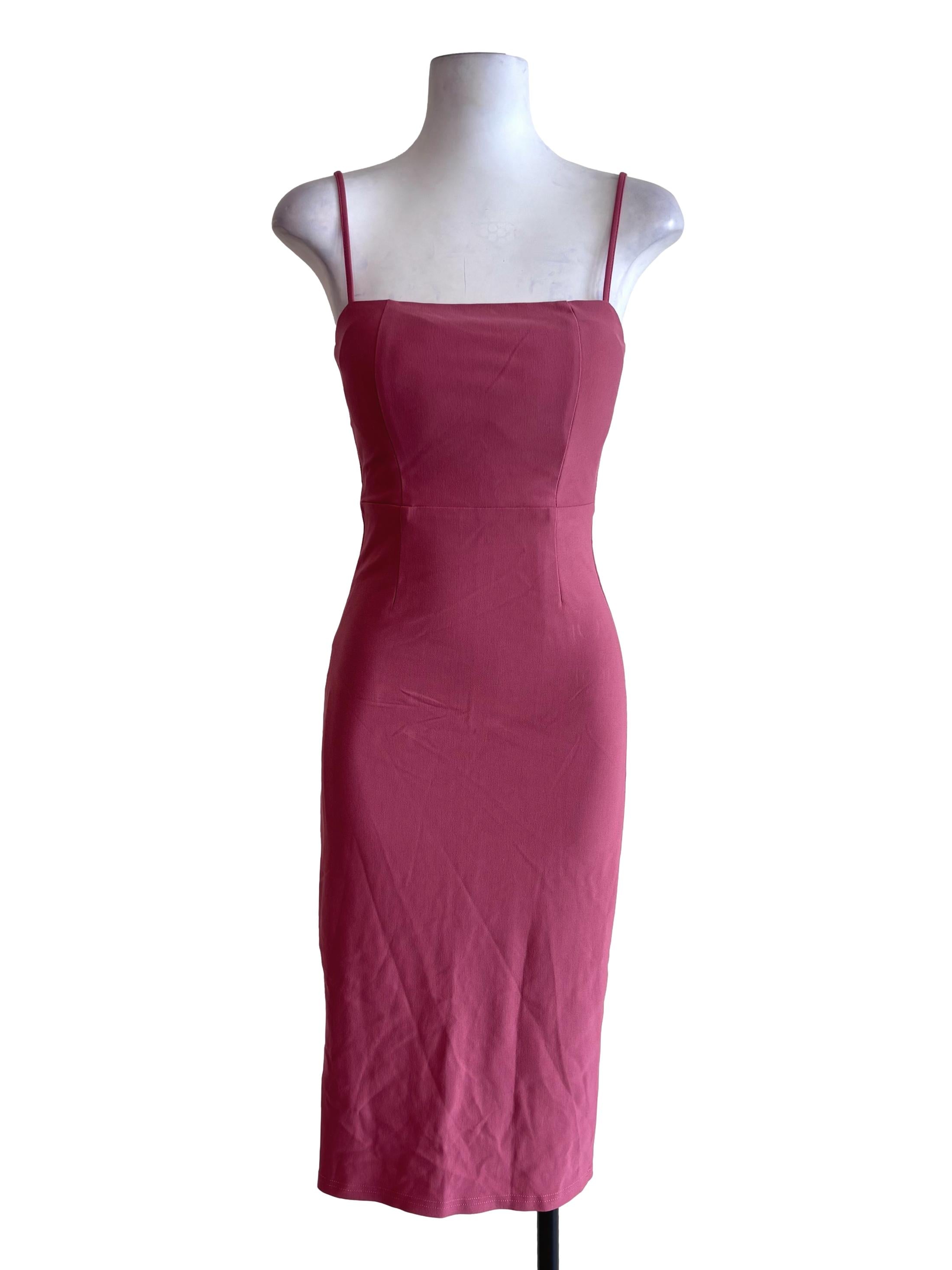 Rose Pink Spaghetti Strap A-Line Dress
