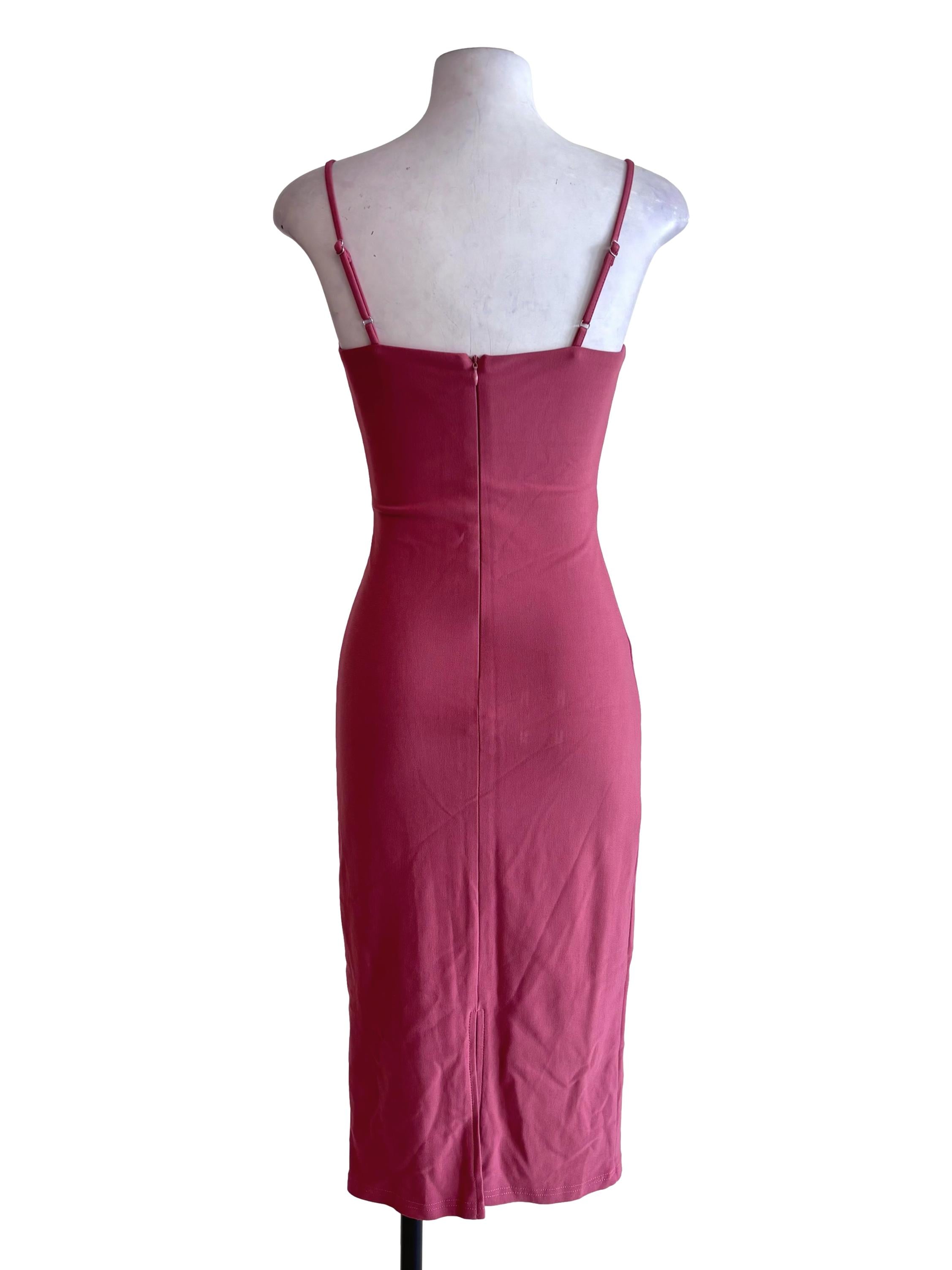Rose Pink Spaghetti Strap A-Line Dress