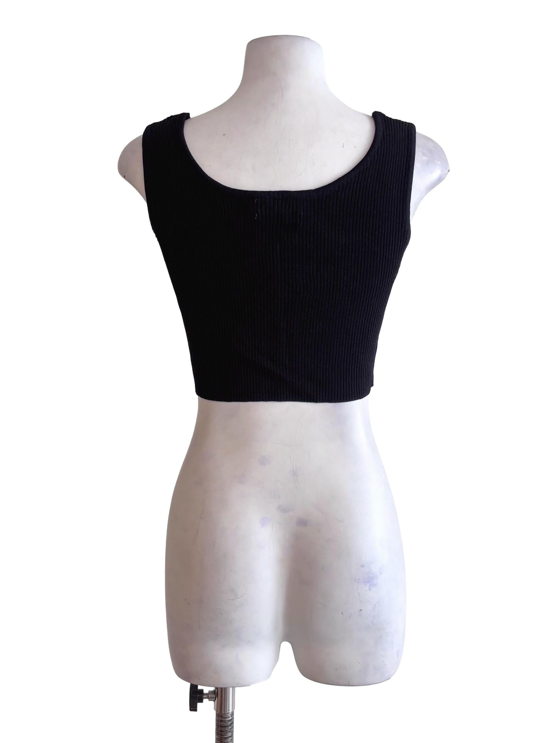 Black Square Neck Cropped Tank Top