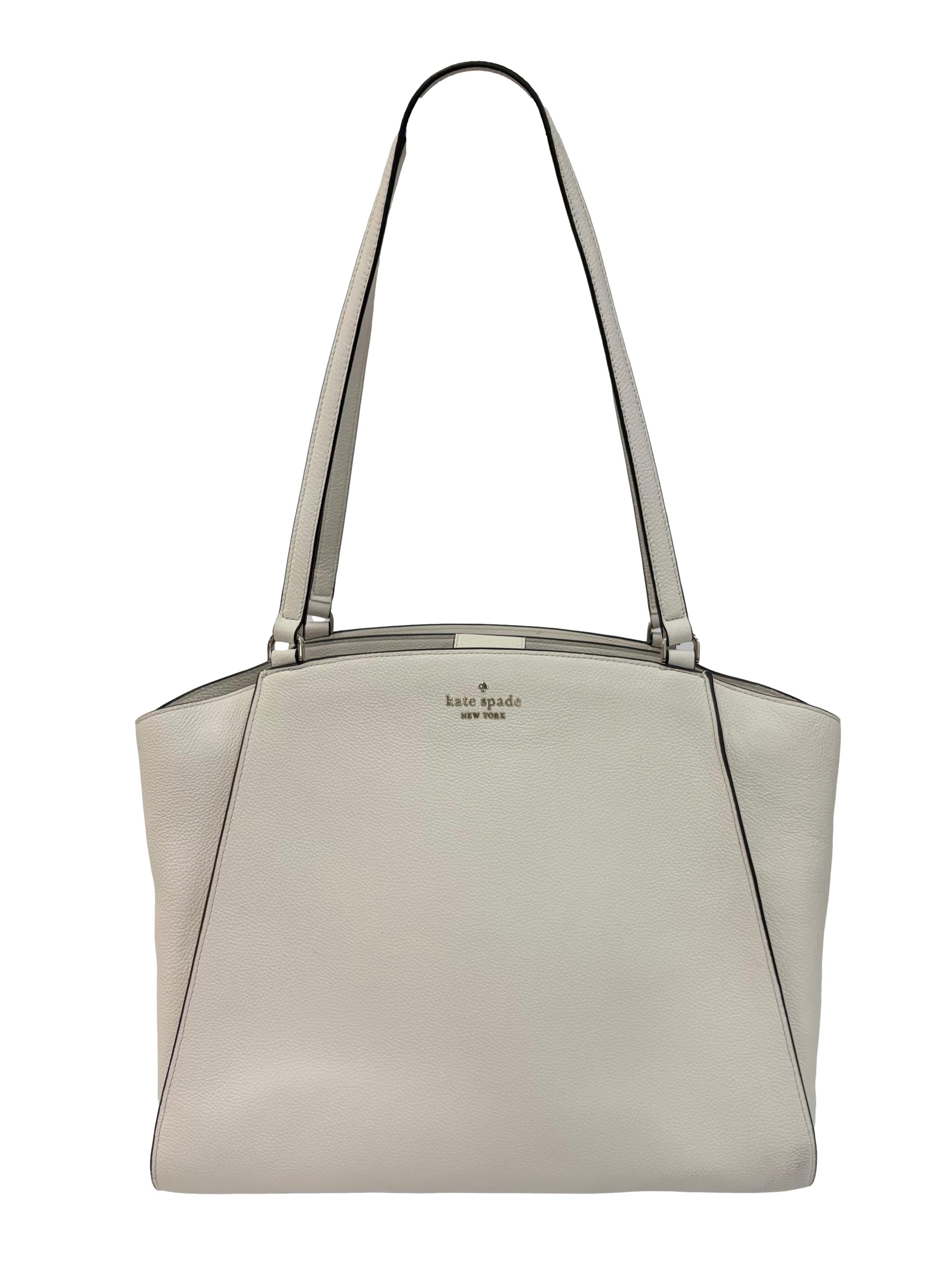 Beige Leather Brim Laptop Tote Bag CSN