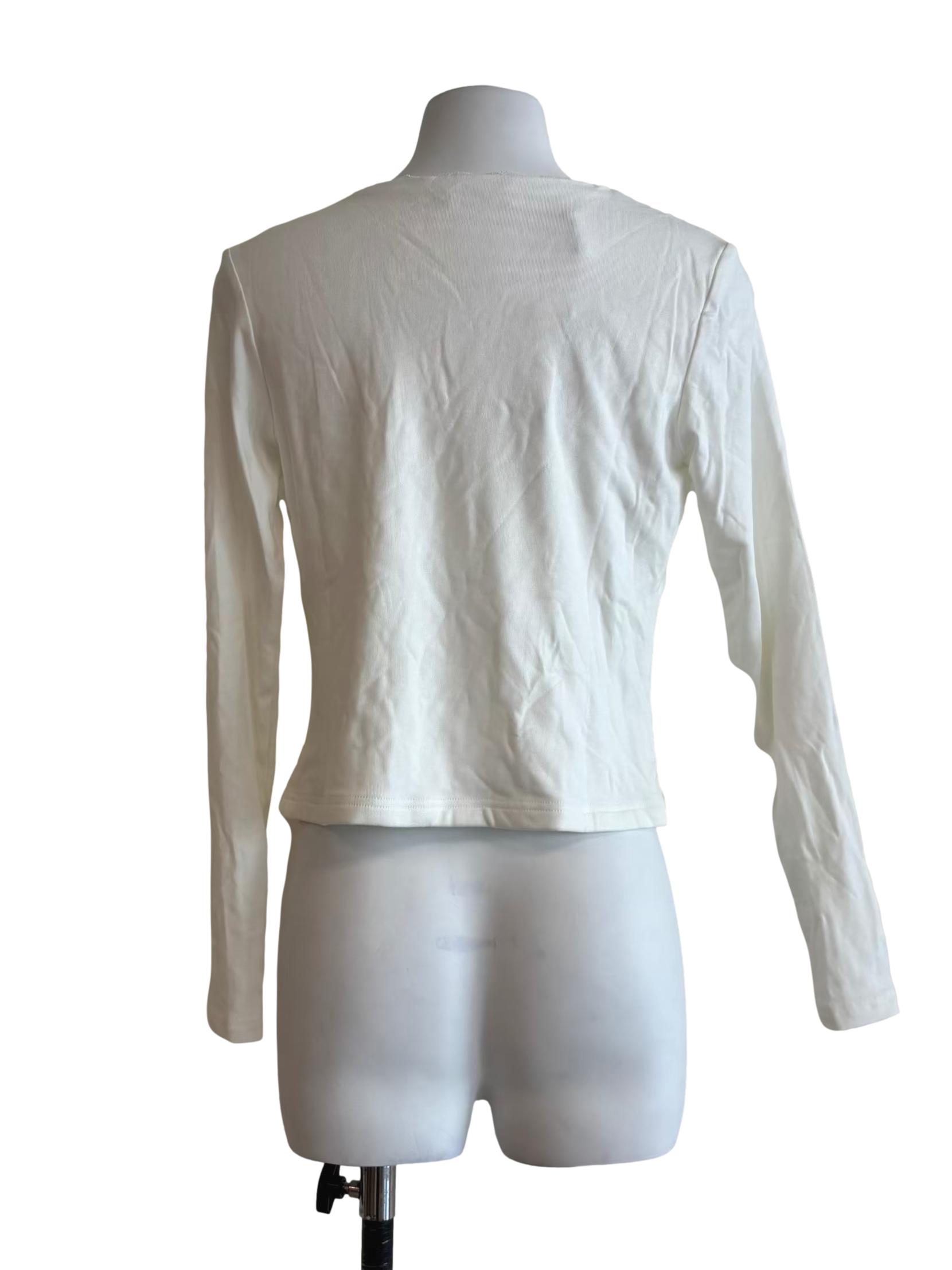 Powder White Front Tie Cardigan
