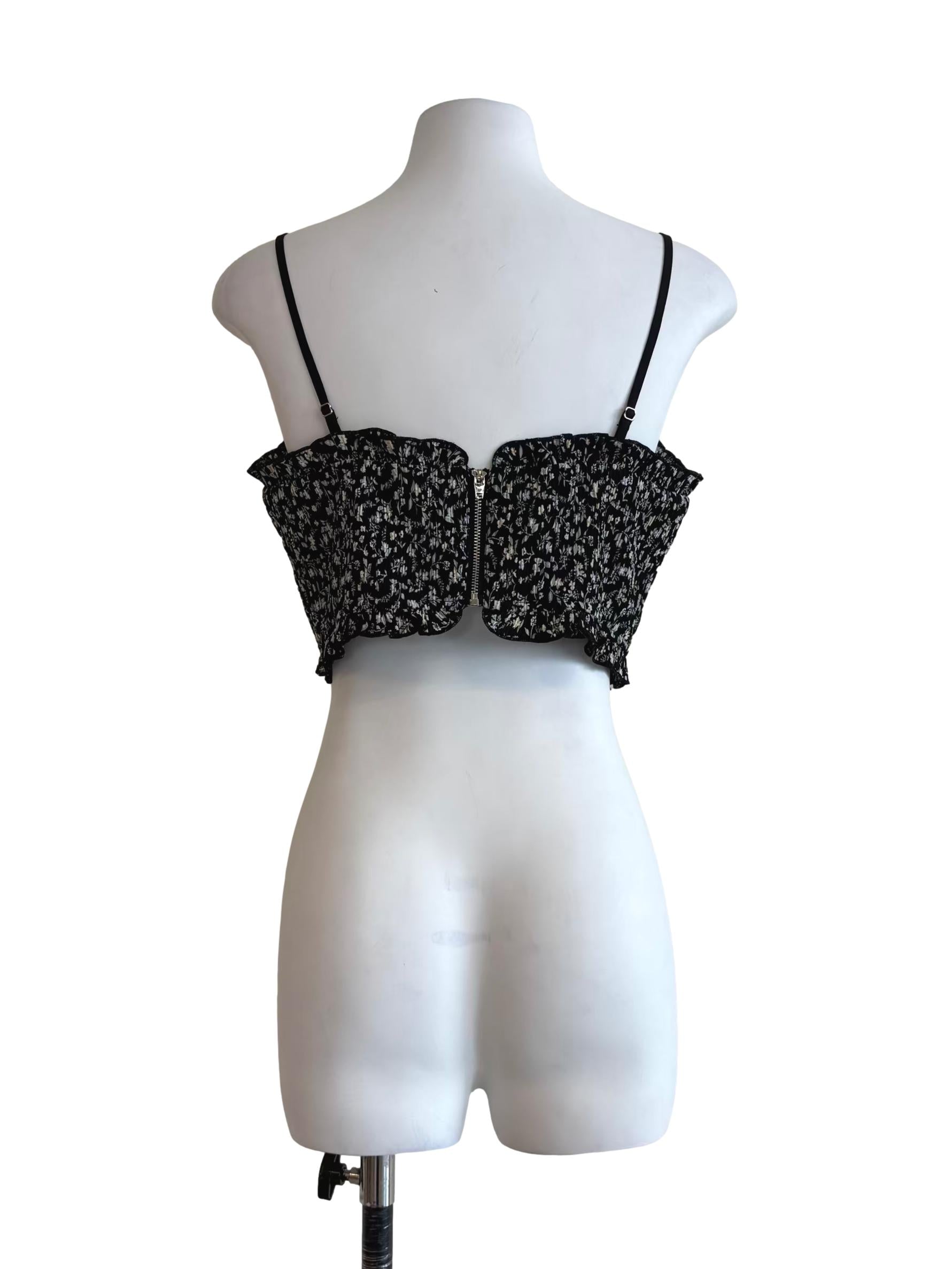Onyx Black Floral Sweetheart Camisole