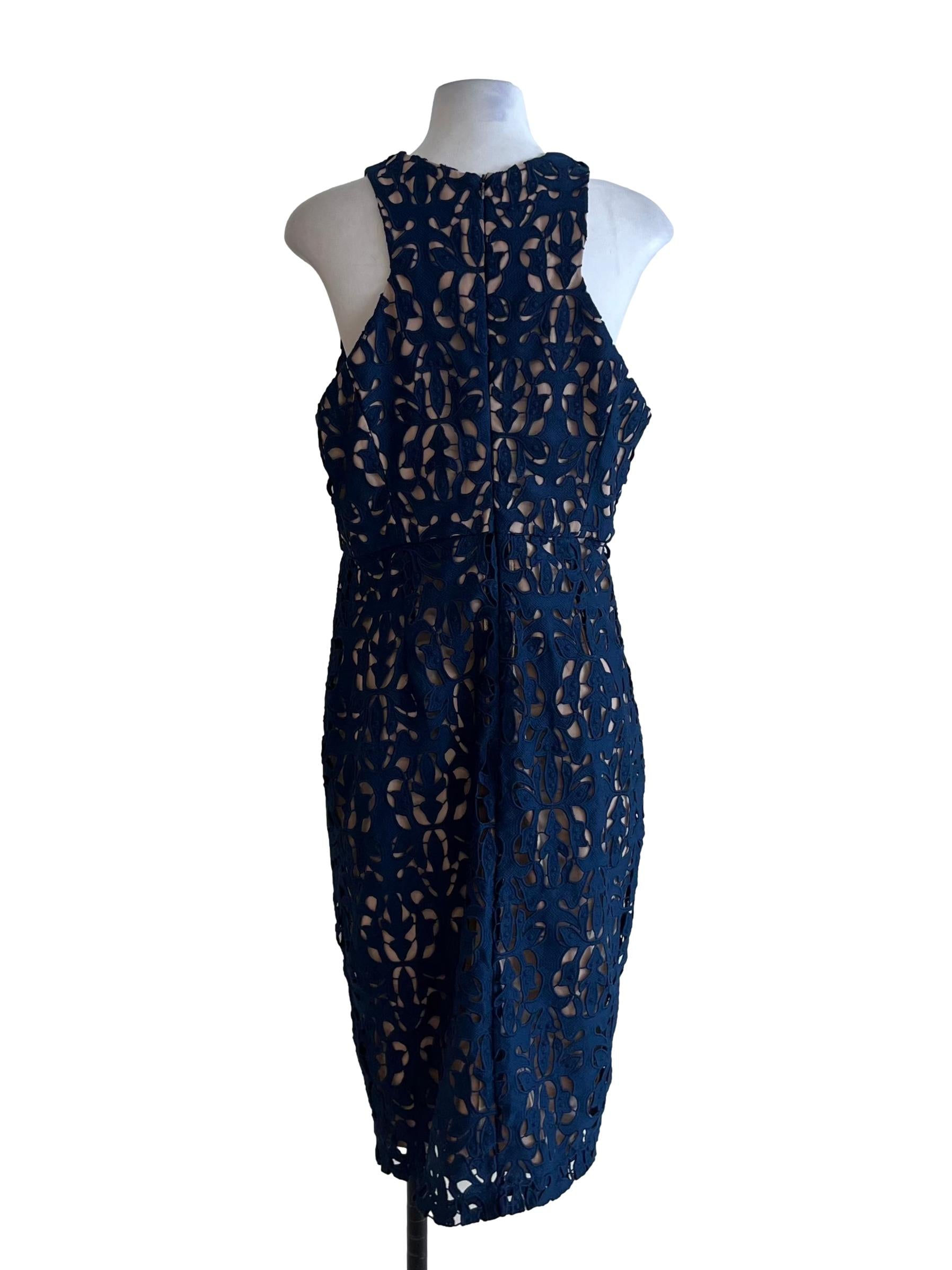 Navy Blue Lace A-Line Dress