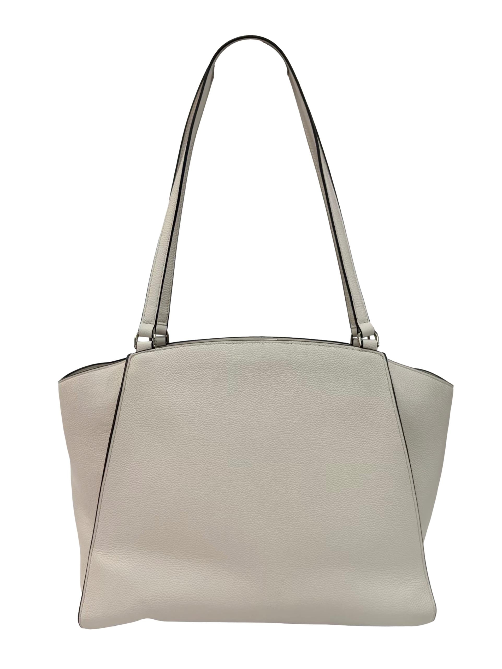Beige Leather Brim Laptop Tote Bag CSN