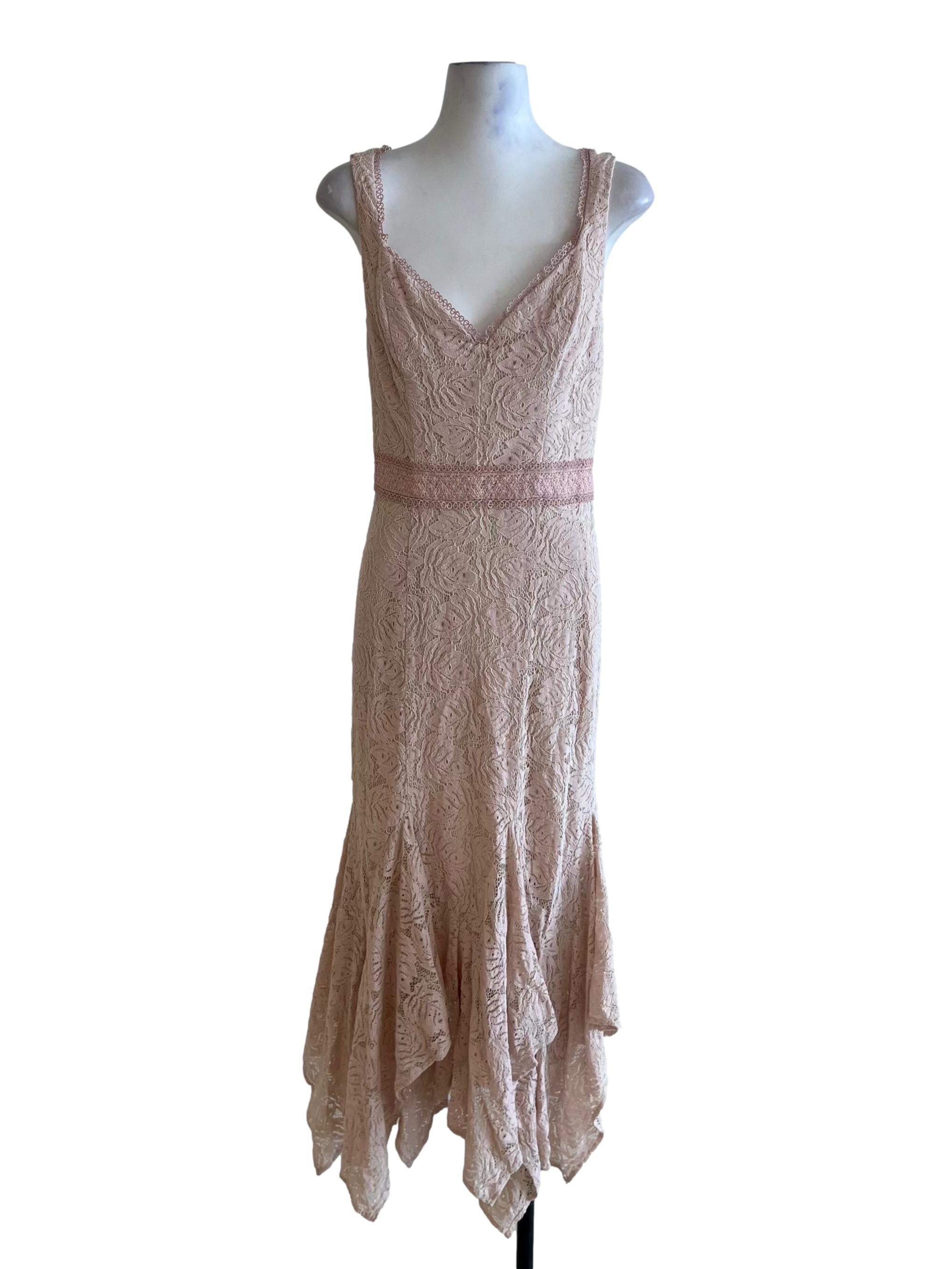 Blush Pink Lace A-Line Dress