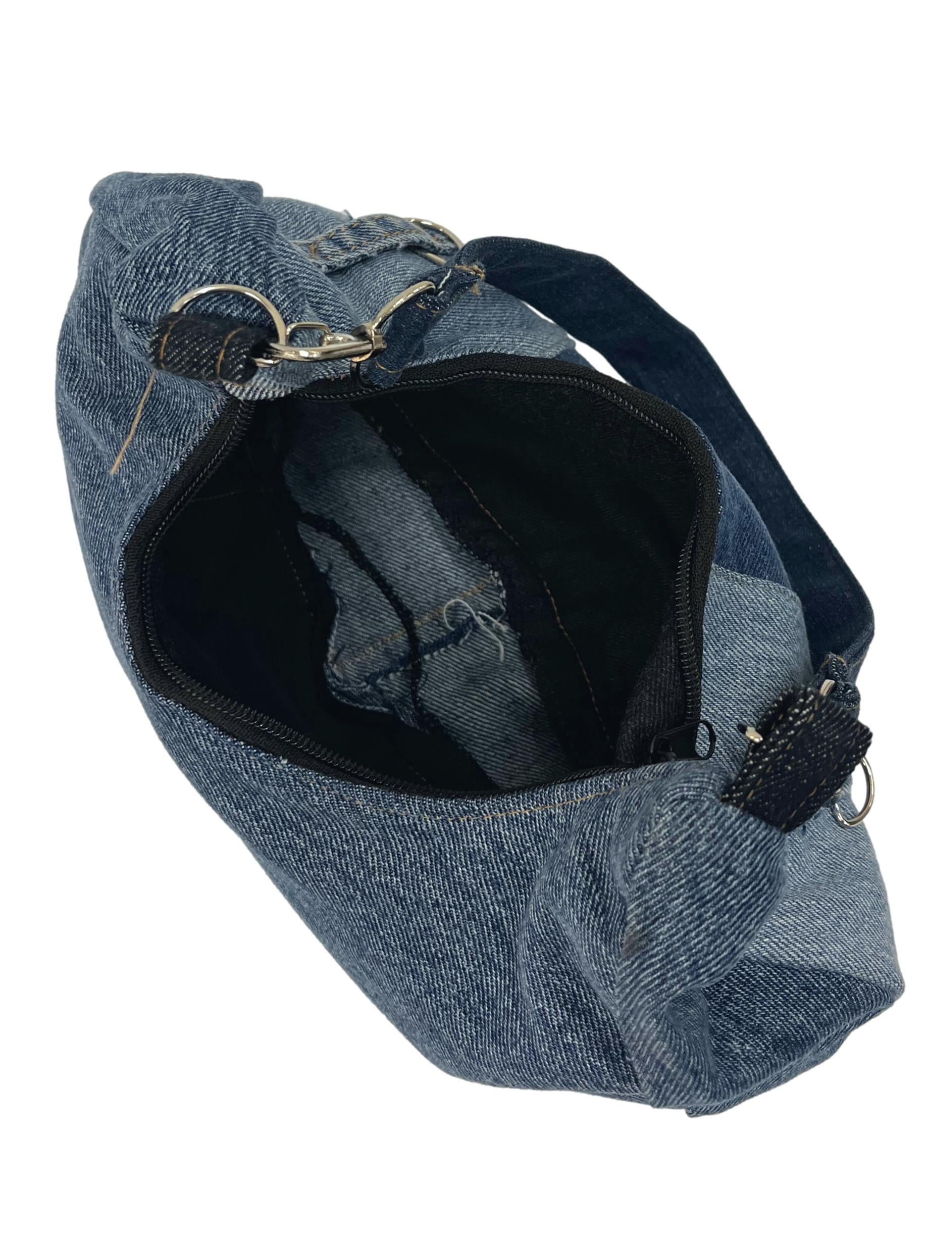 Blue Denim Reworked Hobo Bag