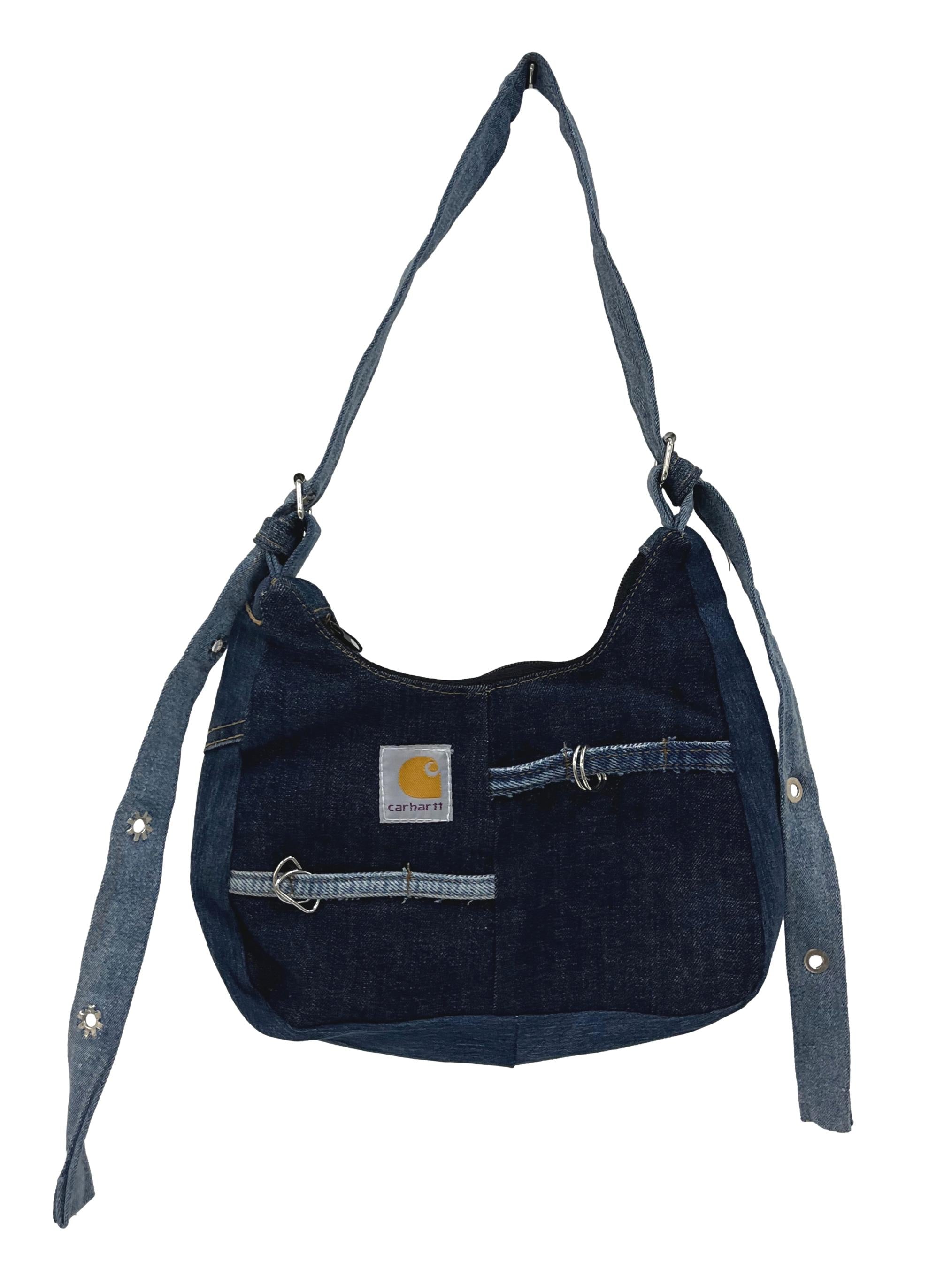 Blue Denim Round Reworked Hobo Bag