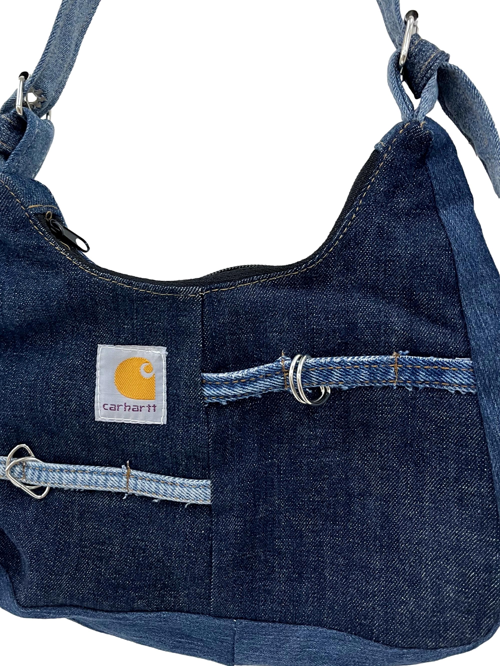 Blue Denim Round Reworked Hobo Bag