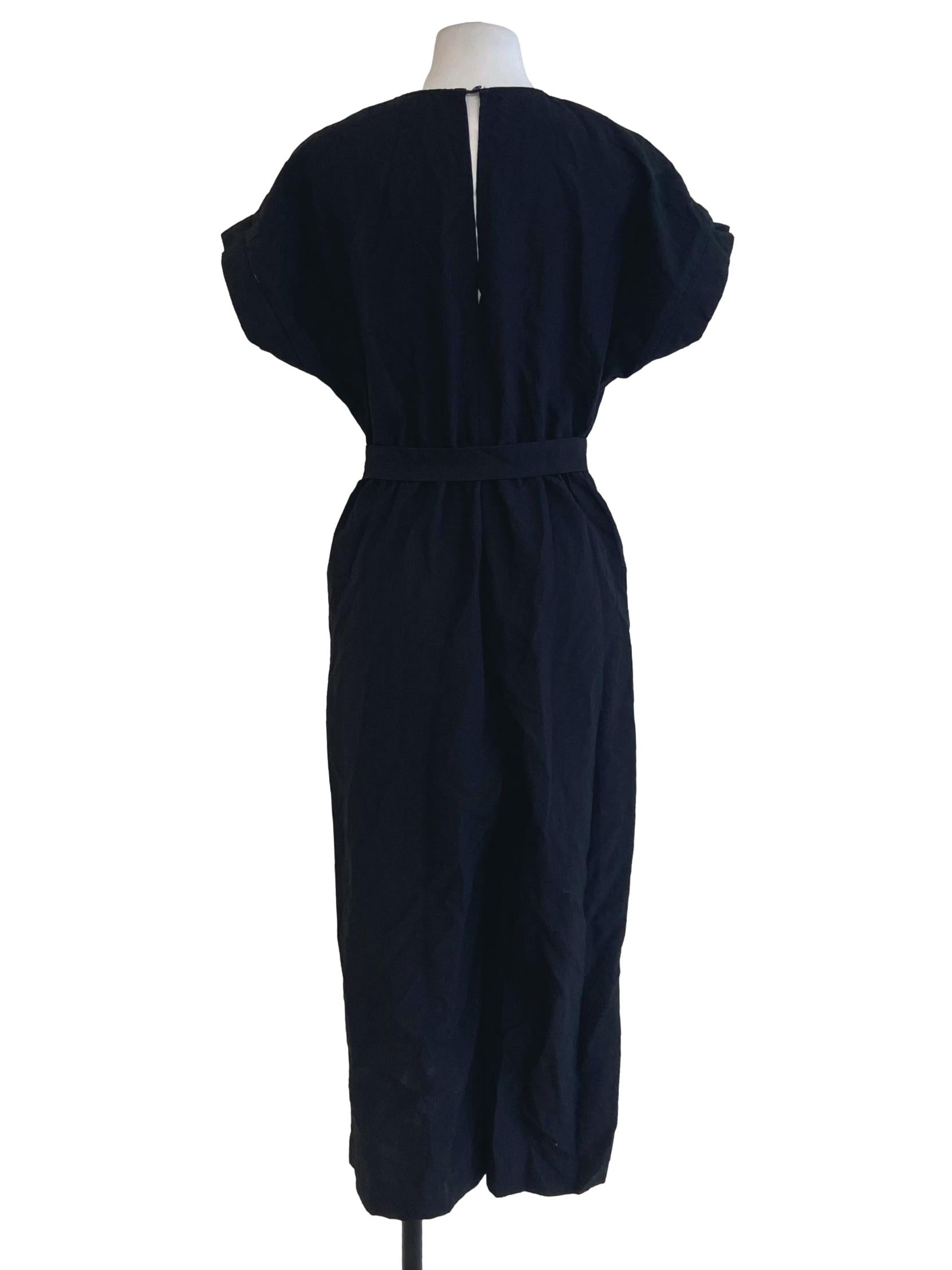 Black V-Neck Batwing Sleeveless Pegged Jumpsuit