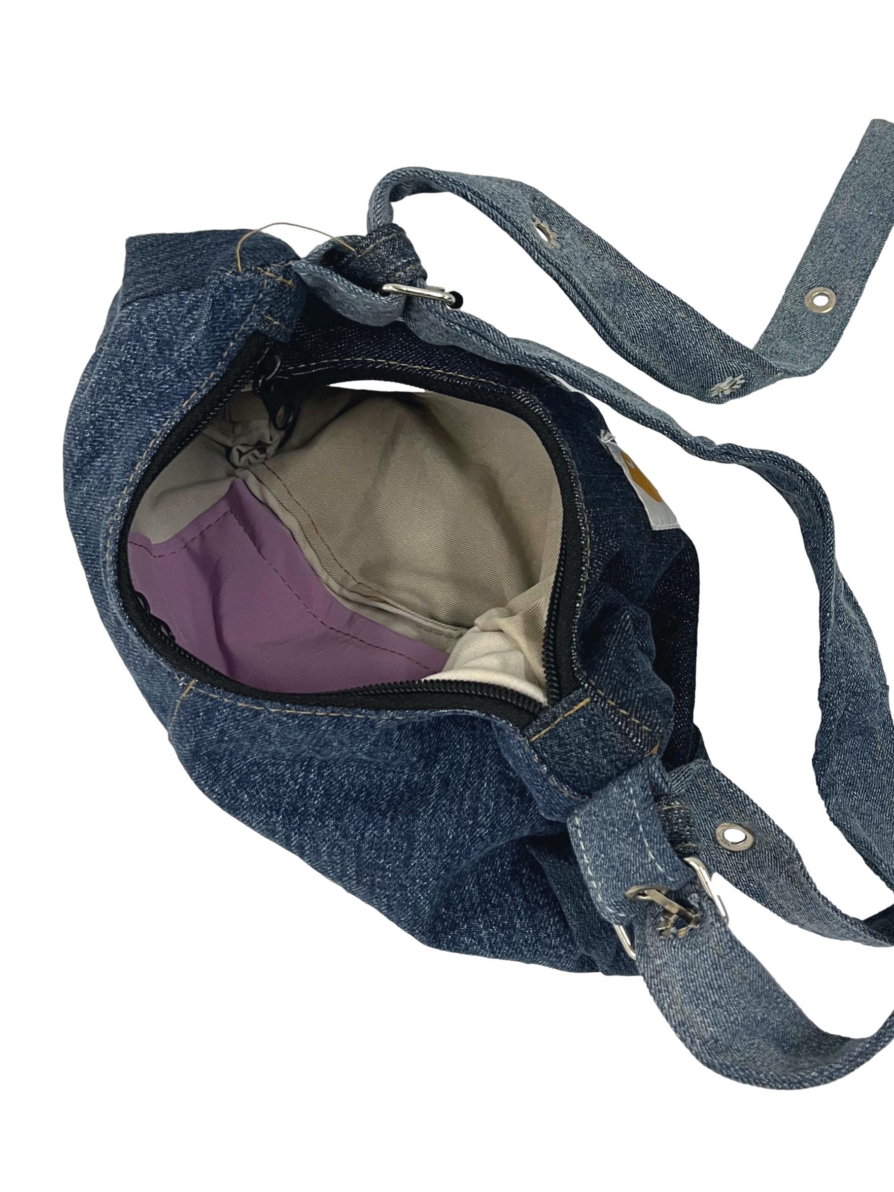 Blue Denim Round Reworked Hobo Bag