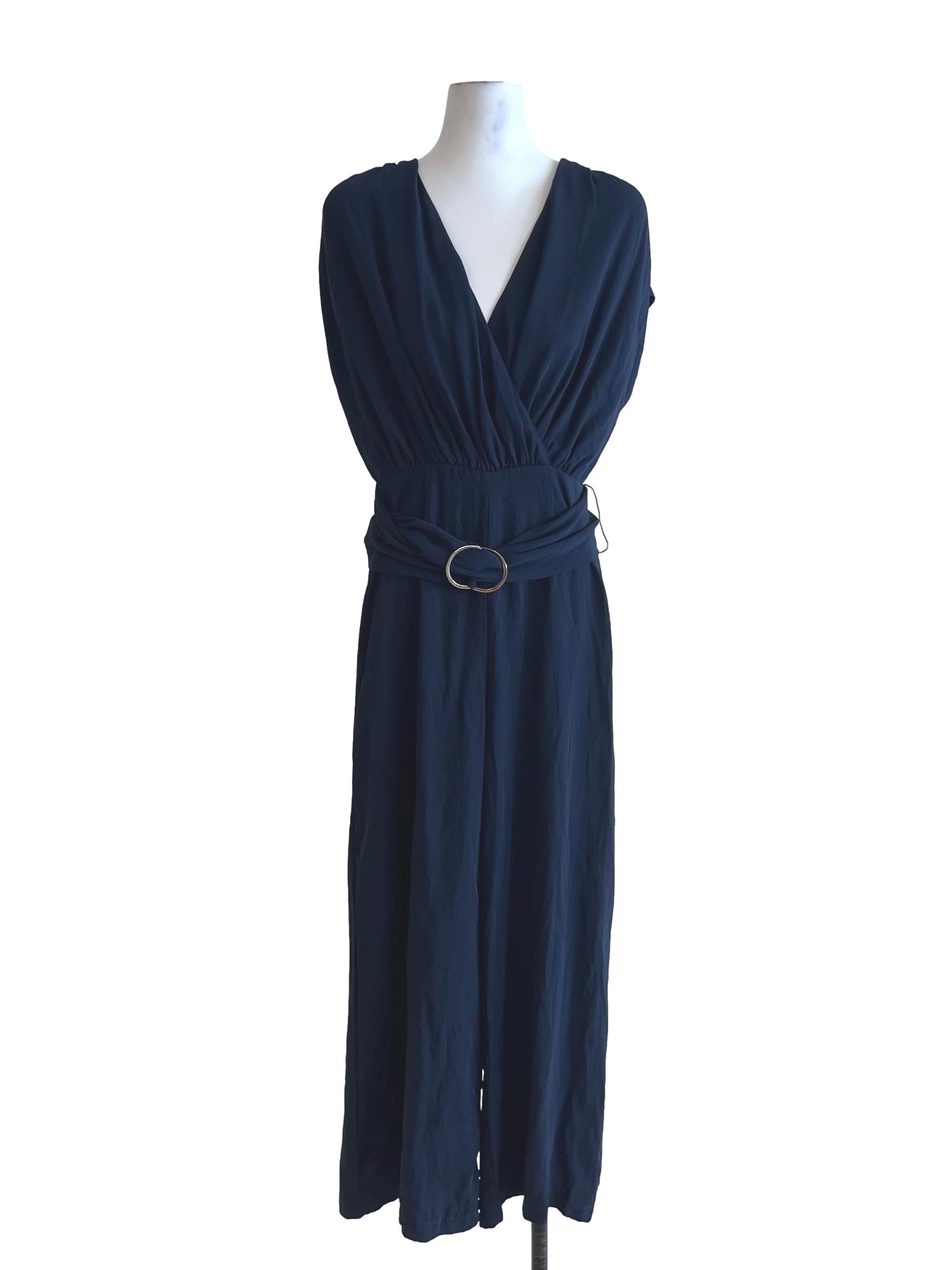 Navy Blue V-Neckline Jumpsuit