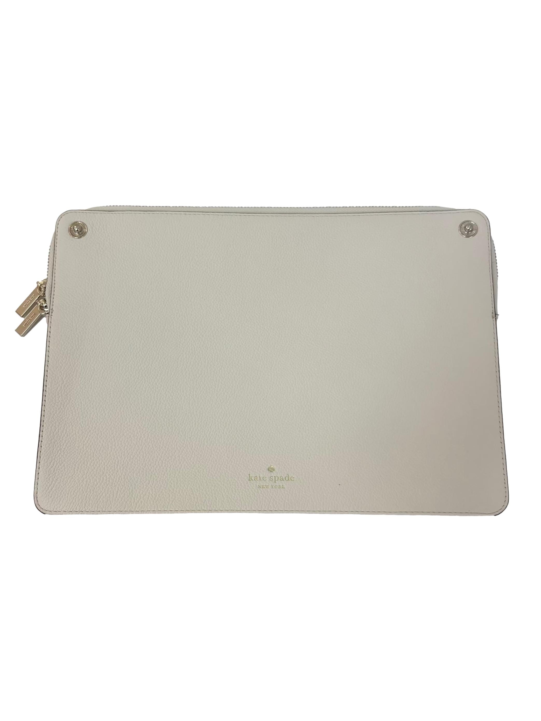 Beige Leather Brim Laptop Tote Bag CSN