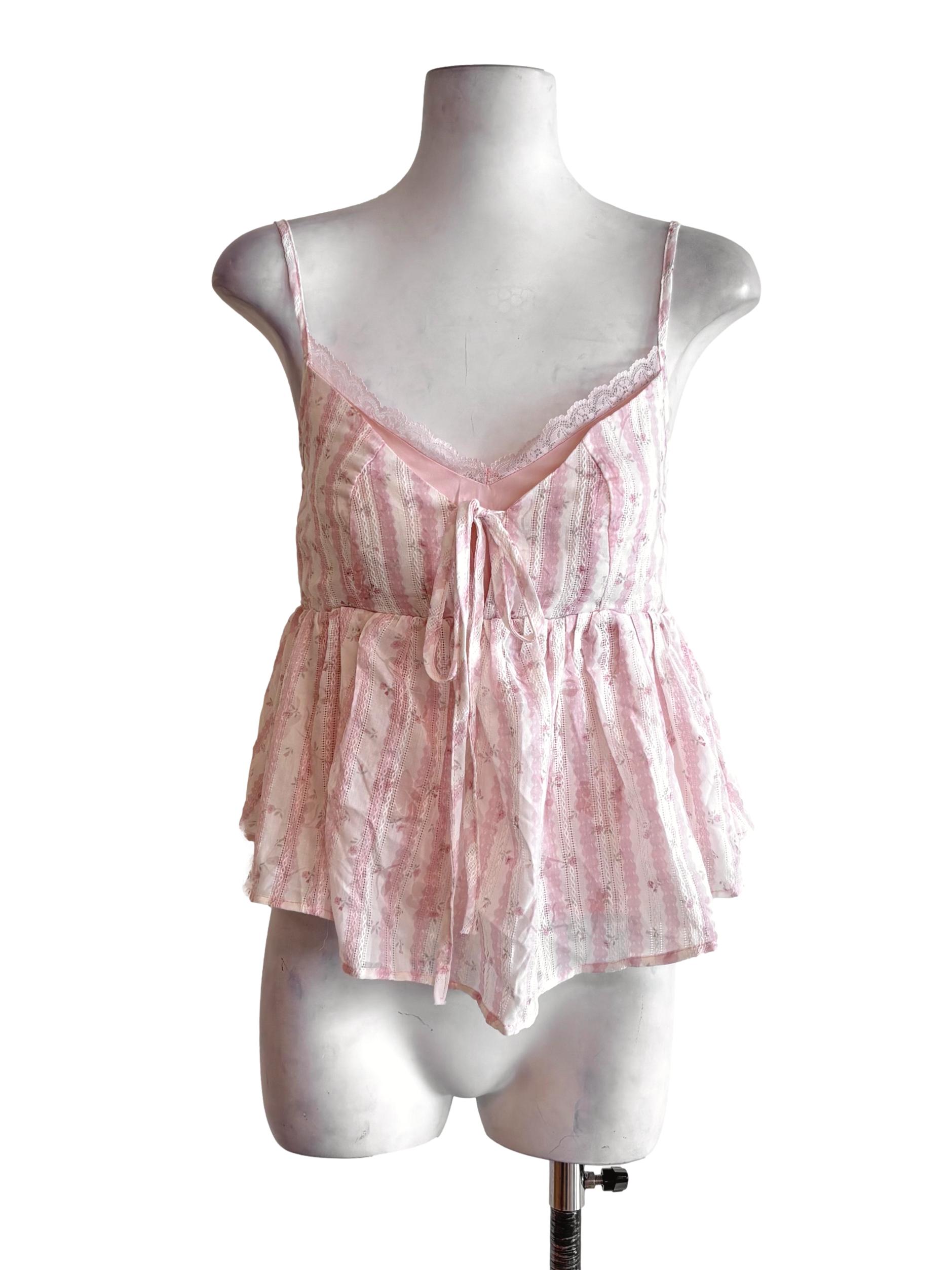 Soft Pink Prints Babydoll Top