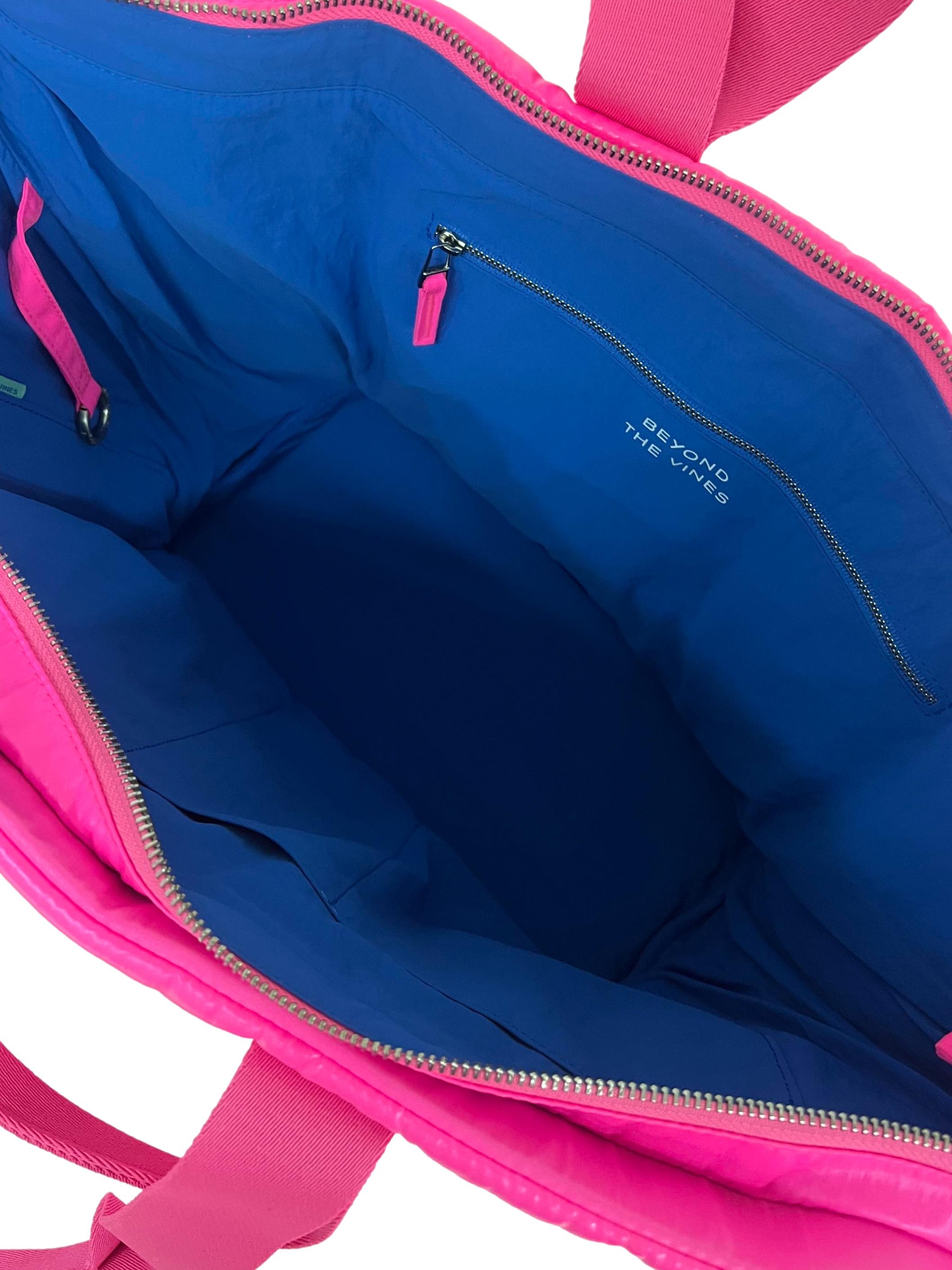 Neon Pink Glazed Poofy Tote Bag BTV