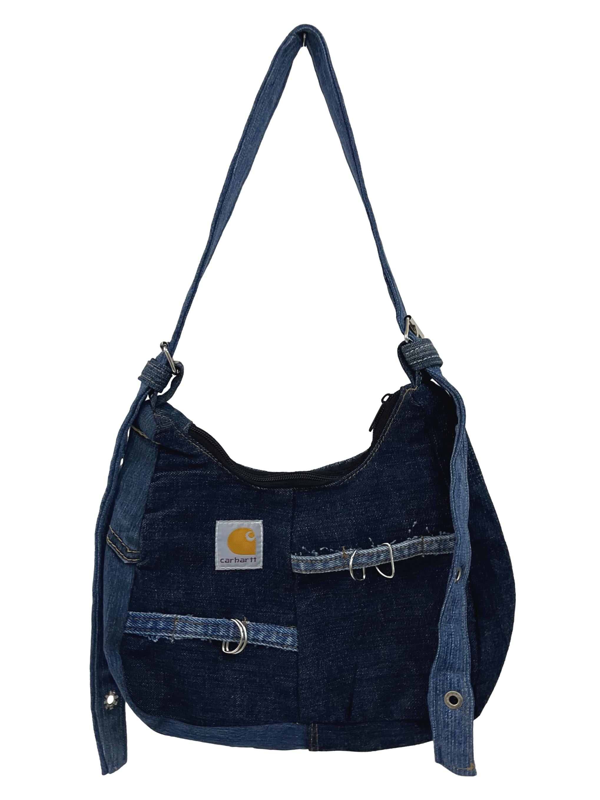 Blue Denim Round Reworked Hobo Bag