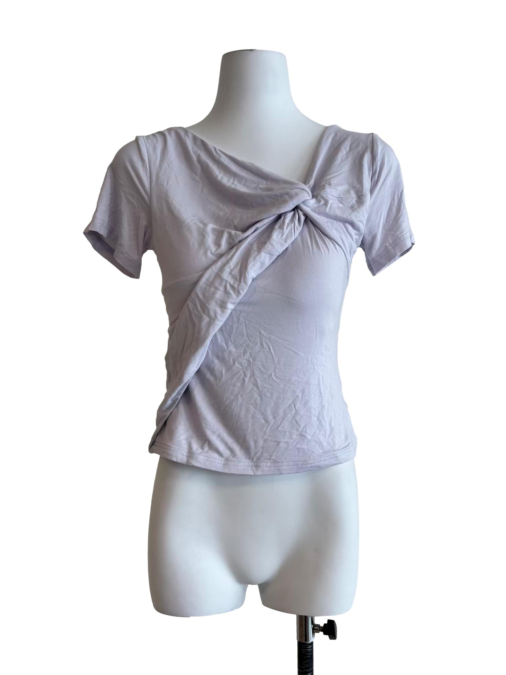 Lavender Front Twist Short Sleeve Top