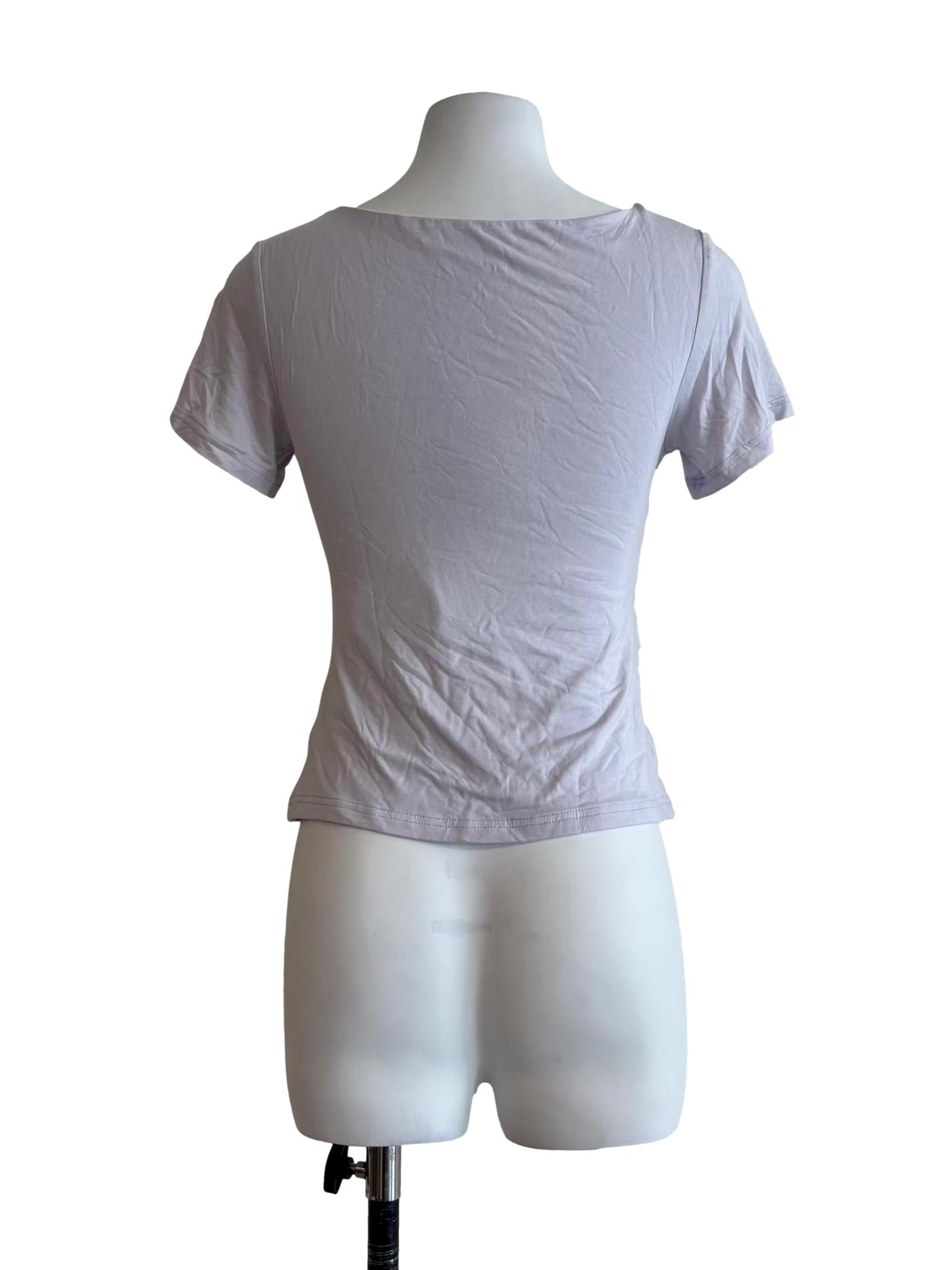 Lavender Front Twist Short Sleeve Top