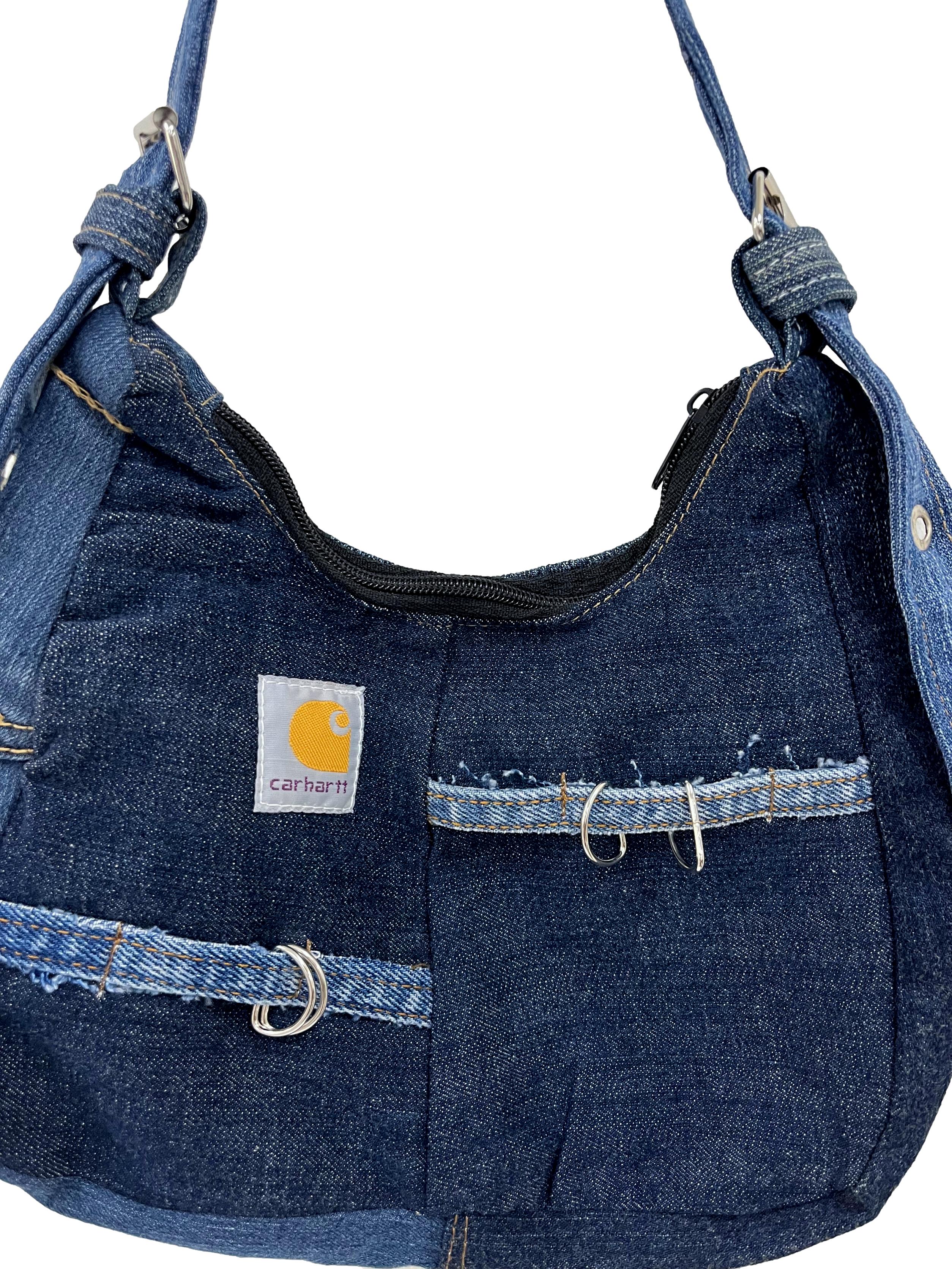 Blue Denim Round Reworked Hobo Bag