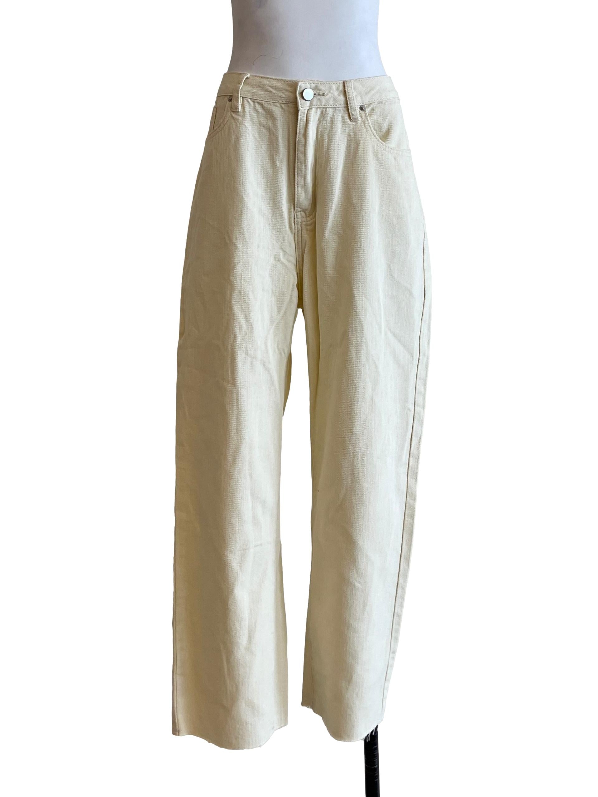 Cream White Straight Jeans