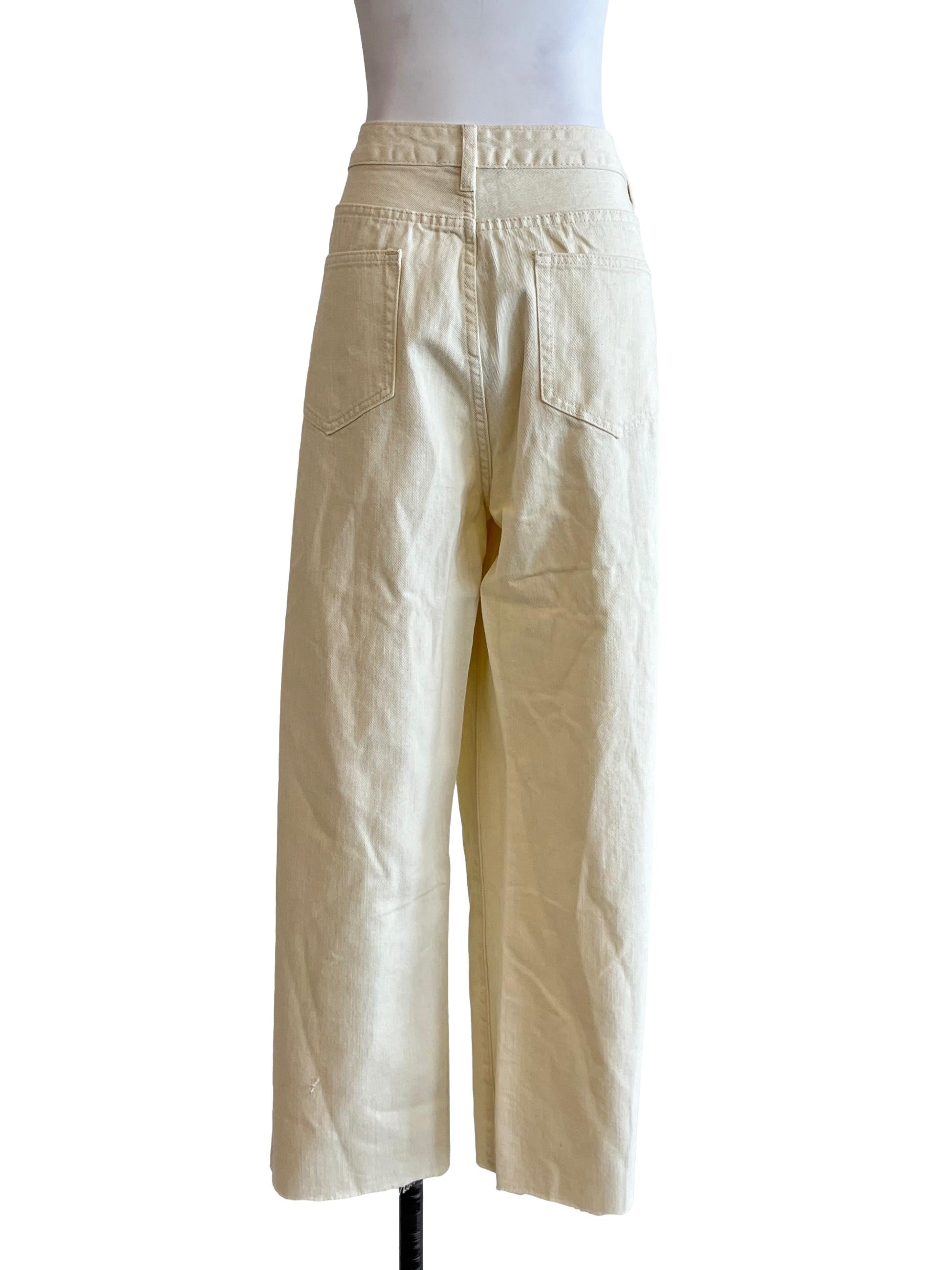 Cream White Straight Jeans