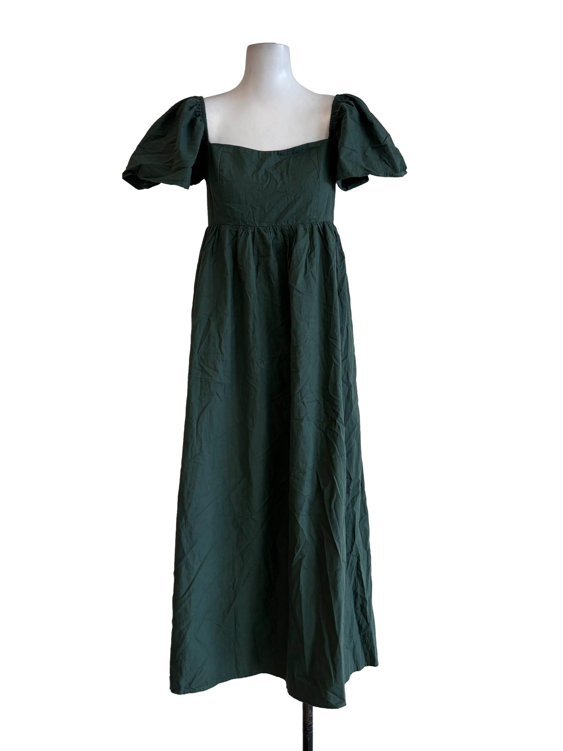 Amazon Green Short Sleeve Cotton Dress