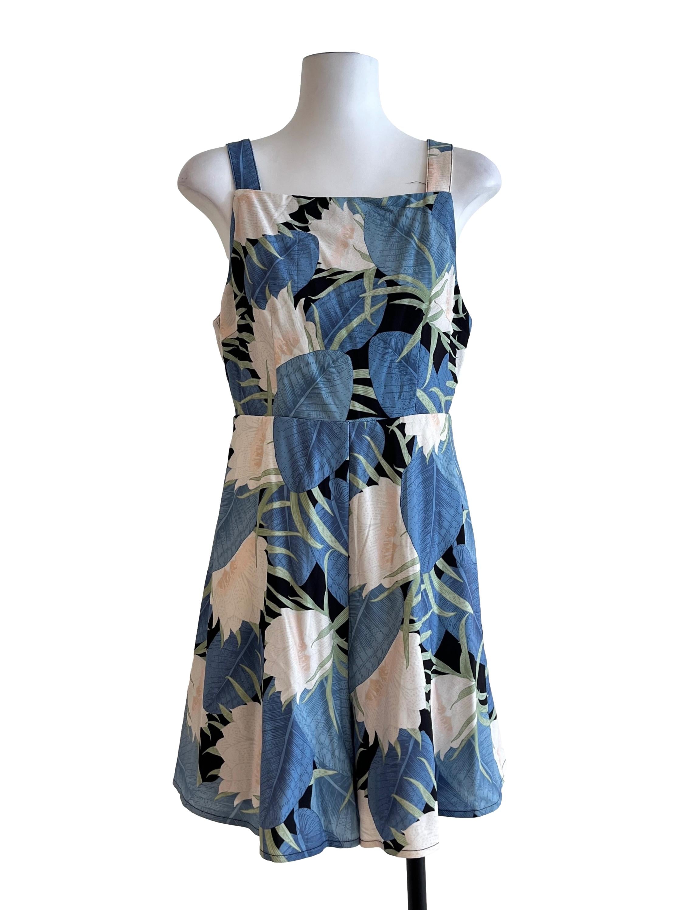 Sky Blue Floral Printed Romper