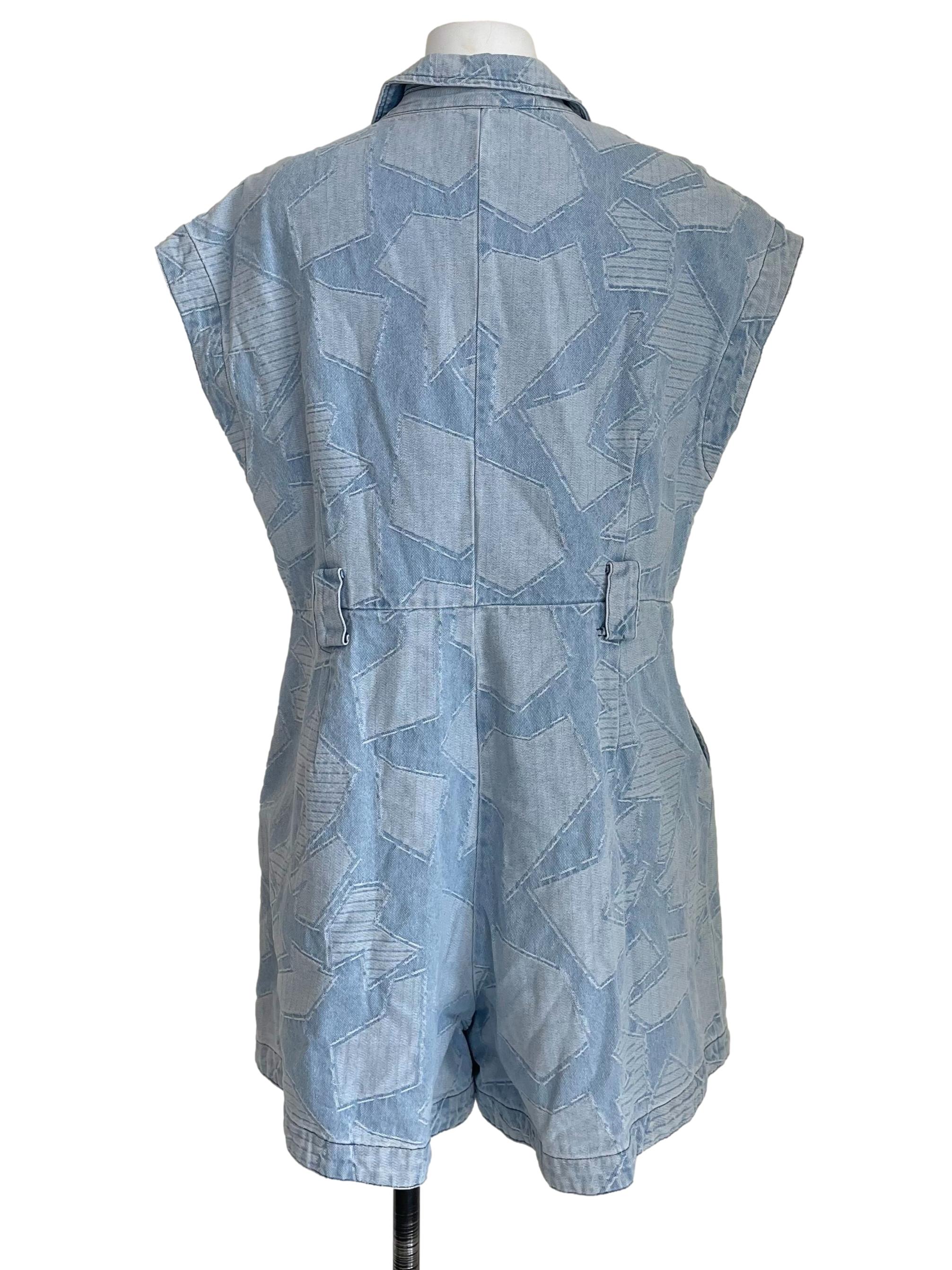 Stone Blue Drop Shoulder Denim Romper