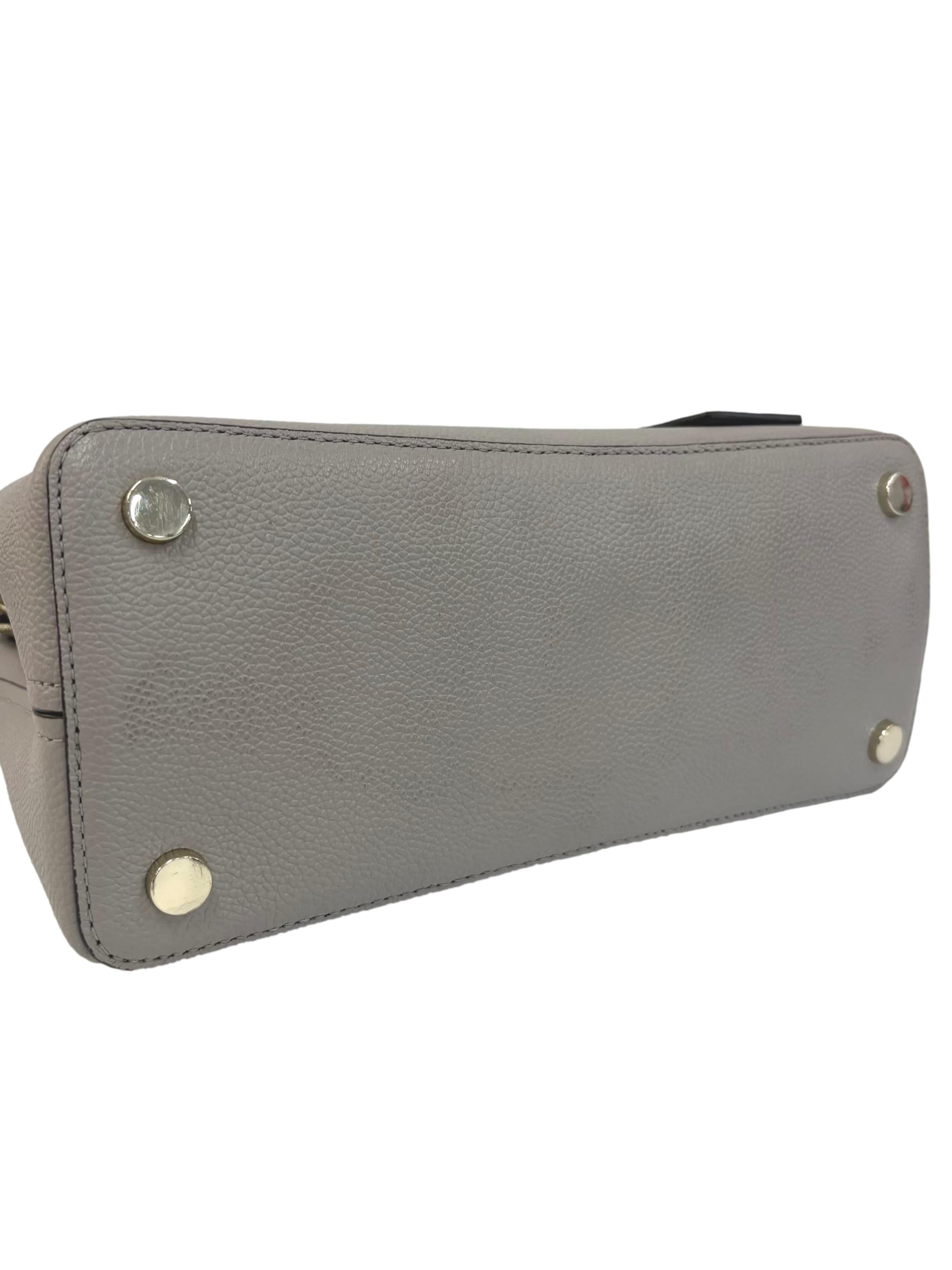 Grey Leather New York Margaux Satchel Crossbody Bag CSN
