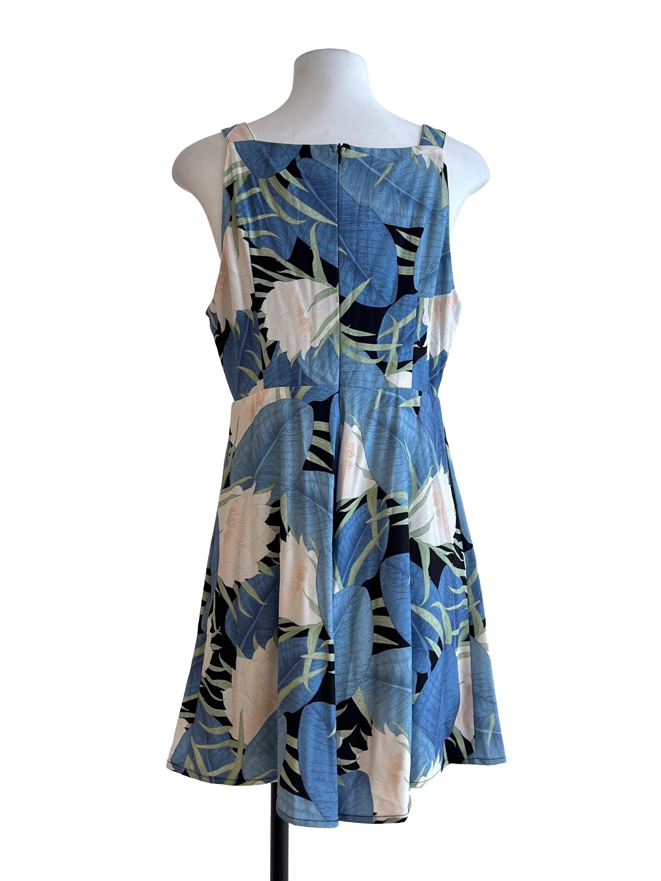 Sky Blue Floral Printed Romper