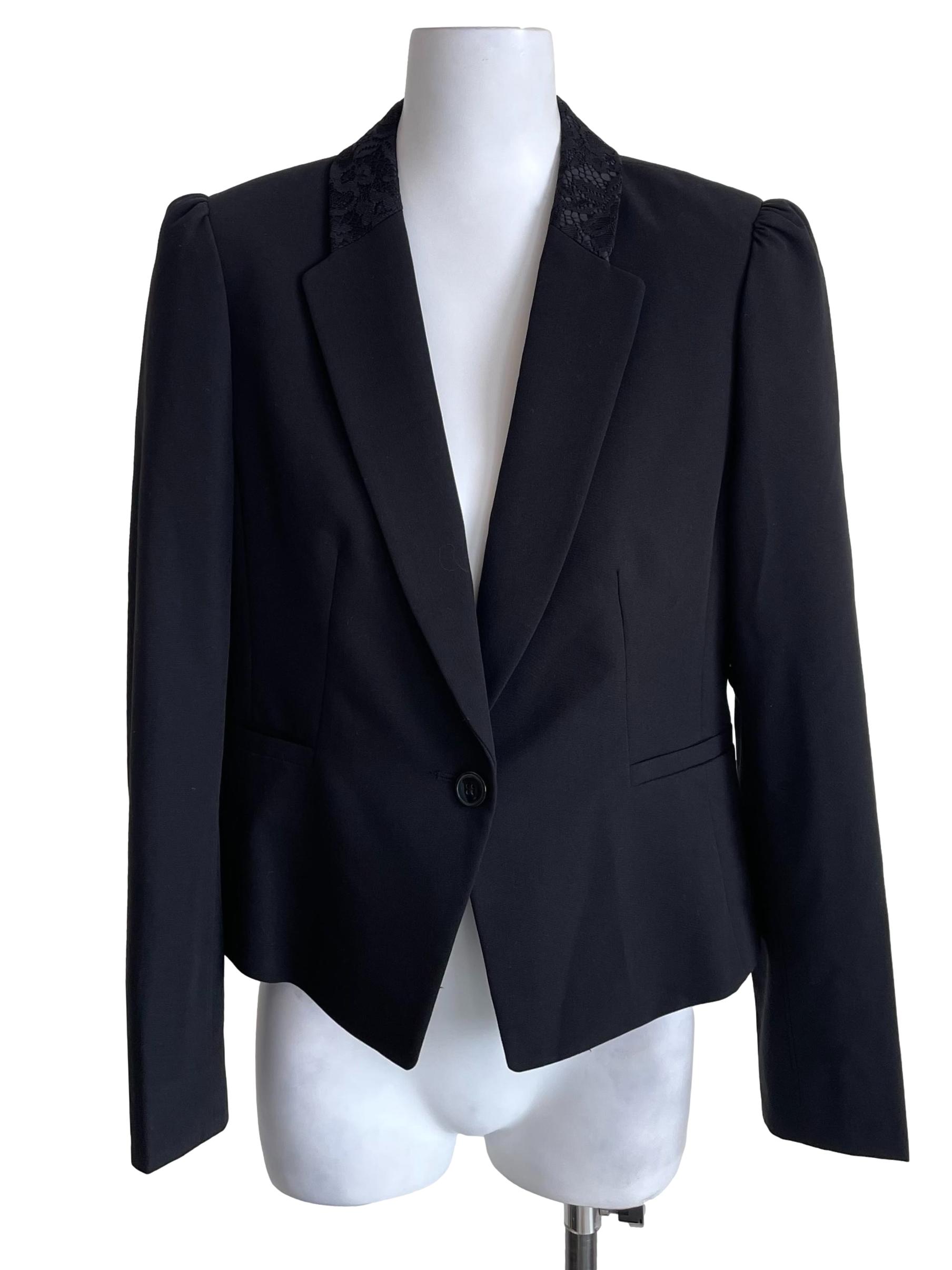 Black Lace Collar Slim Suit