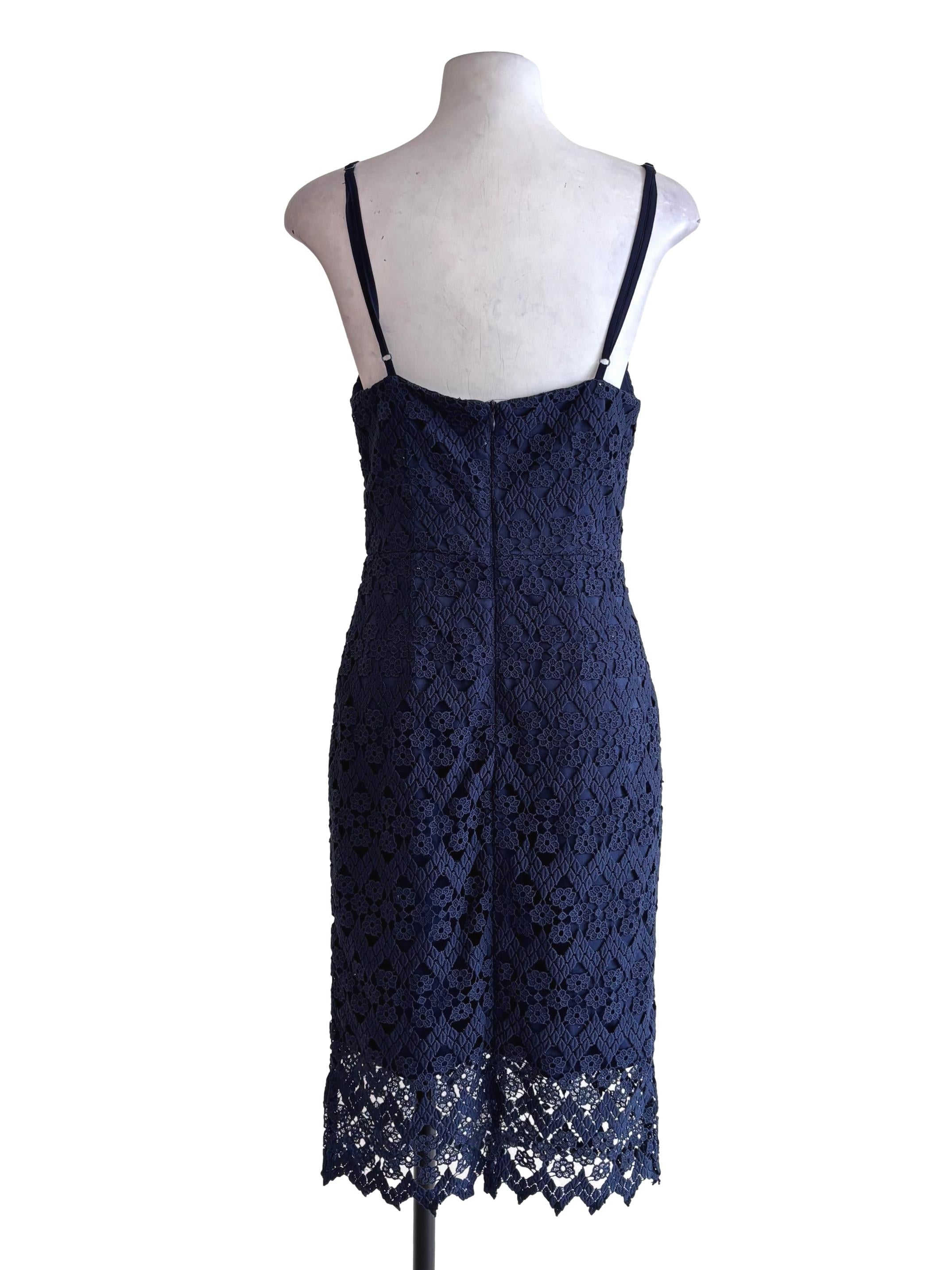 Navy Blue Lace Sheath Dress