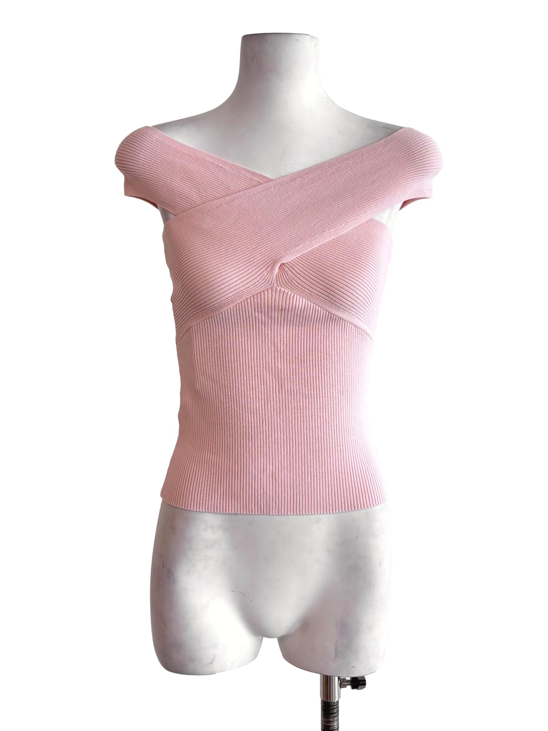 Mochi Pink Aditi Multi-Way Cross Over Knit Top LB
