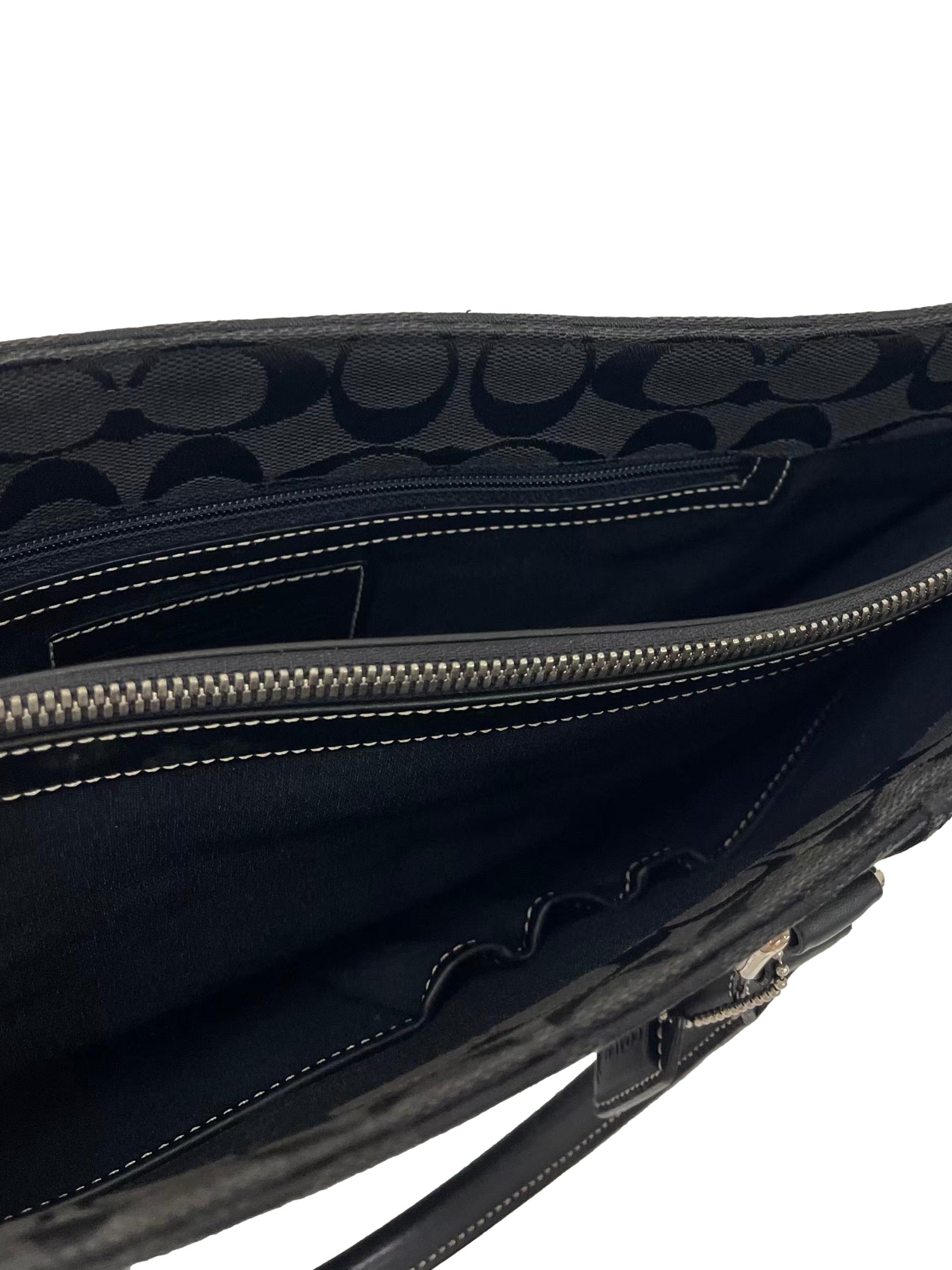 Black Signature Coated Canvas and Leather Briefcase Bag