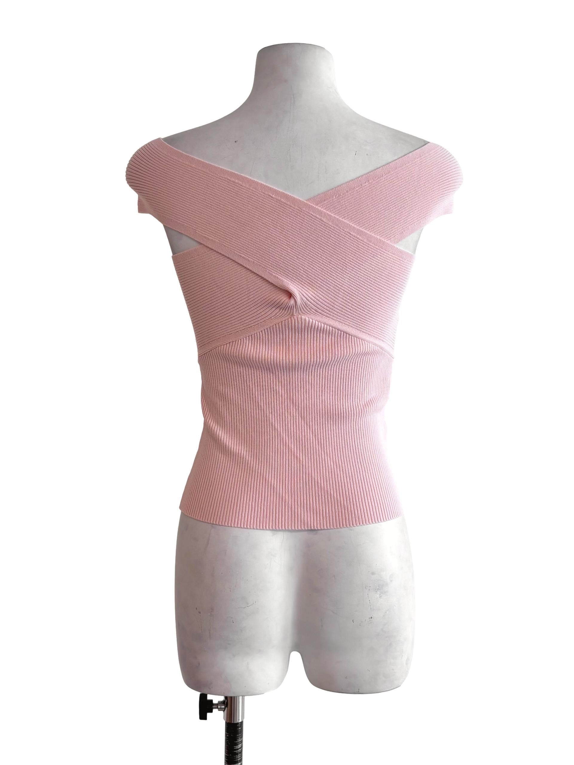 Mochi Pink Aditi Multi-Way Cross Over Knit Top LB