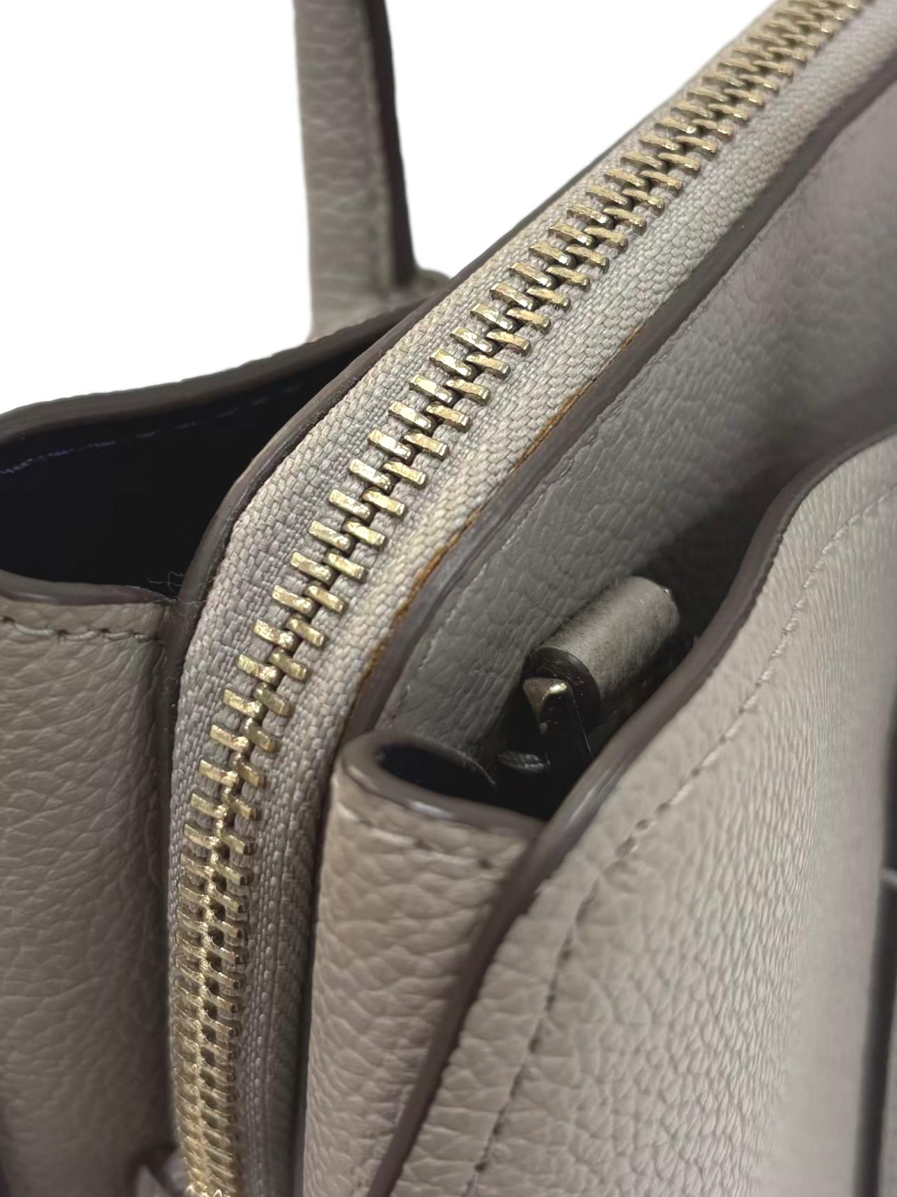 Grey Leather New York Margaux Satchel Crossbody Bag CSN