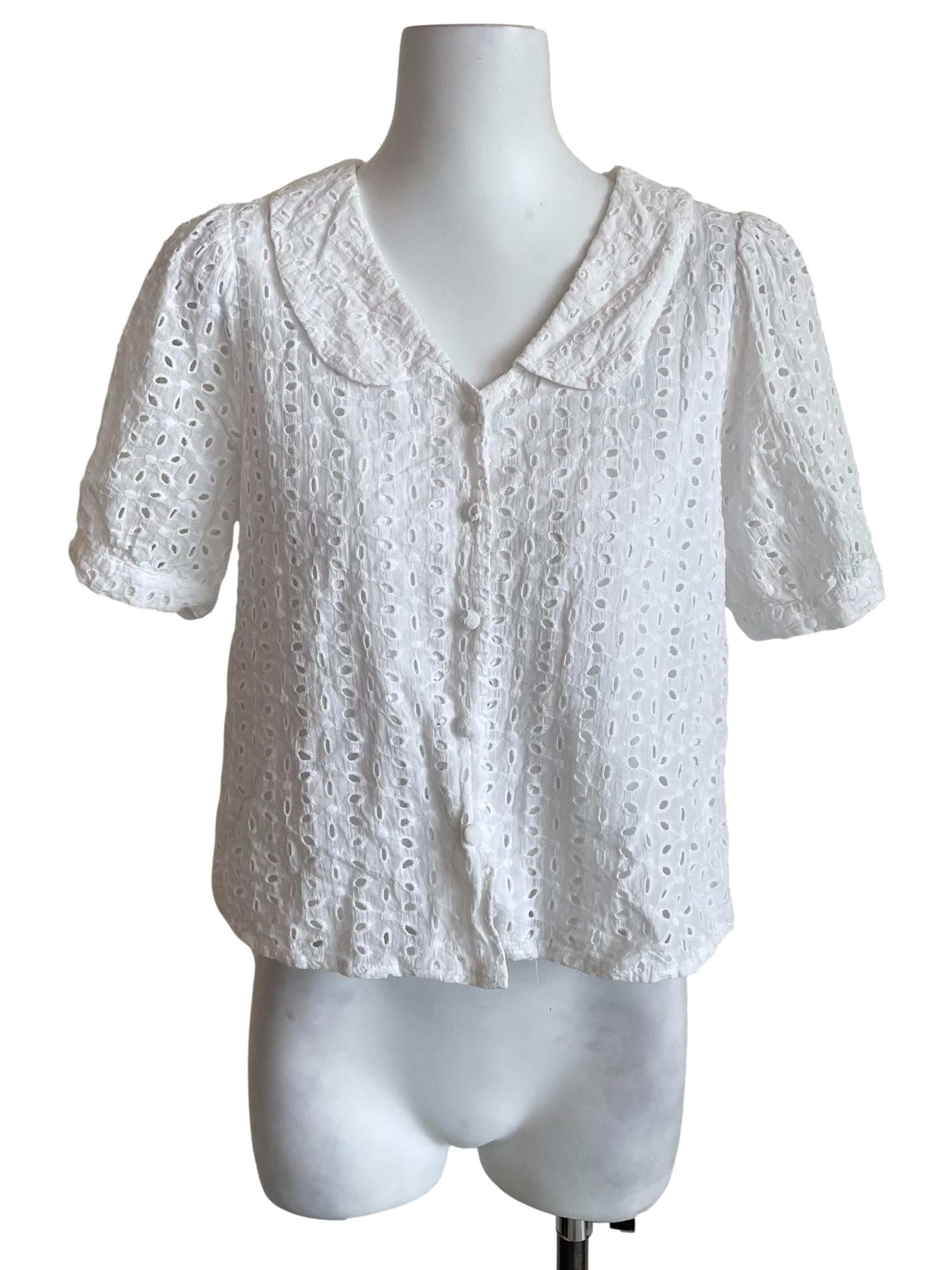 Daisy White Eyelet Peter Pan Blouse