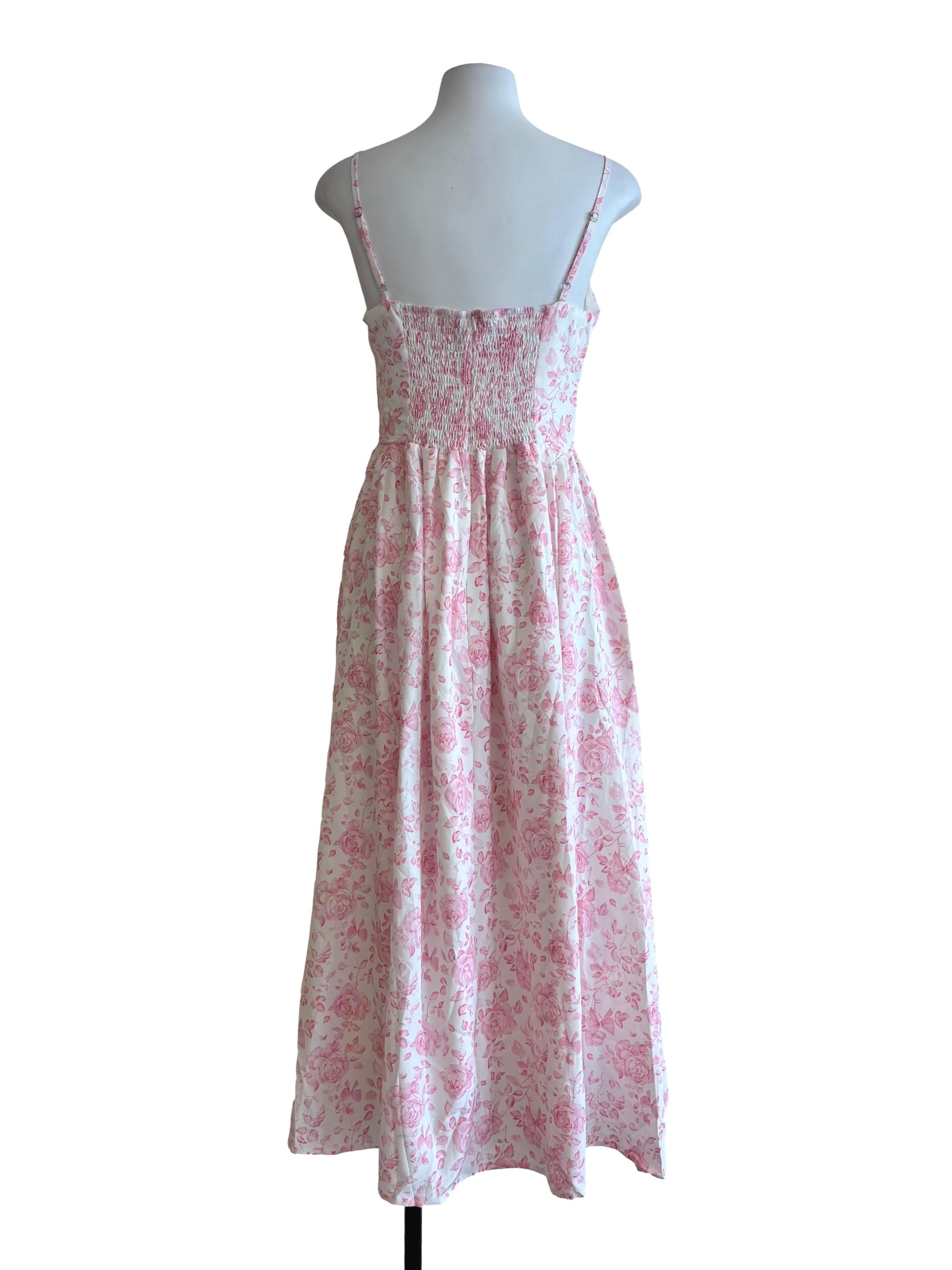 White Baby Pink Floral Cami Dress