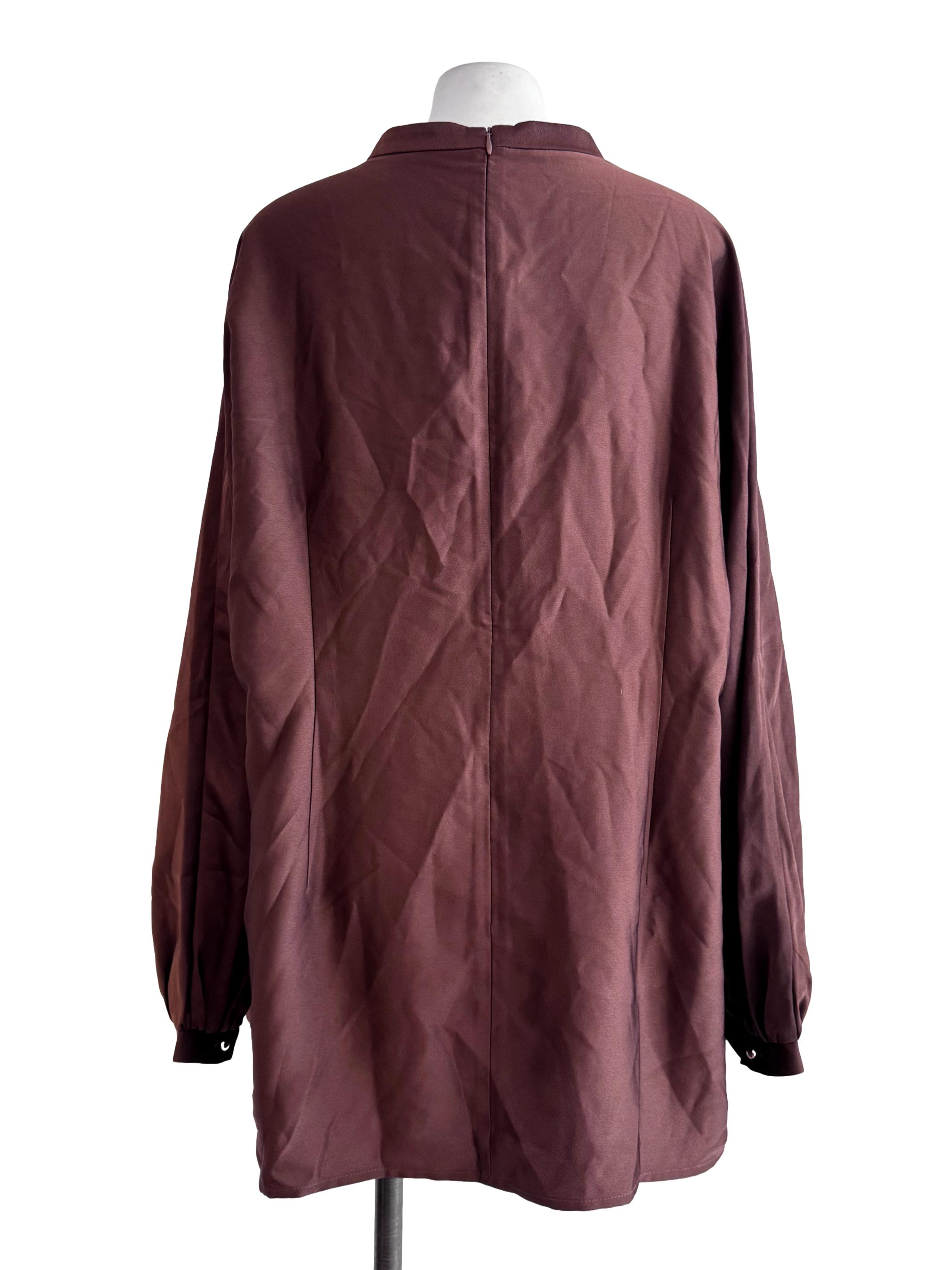 Tawny Brown Cowl Neck Long Sleeve Oversize Top