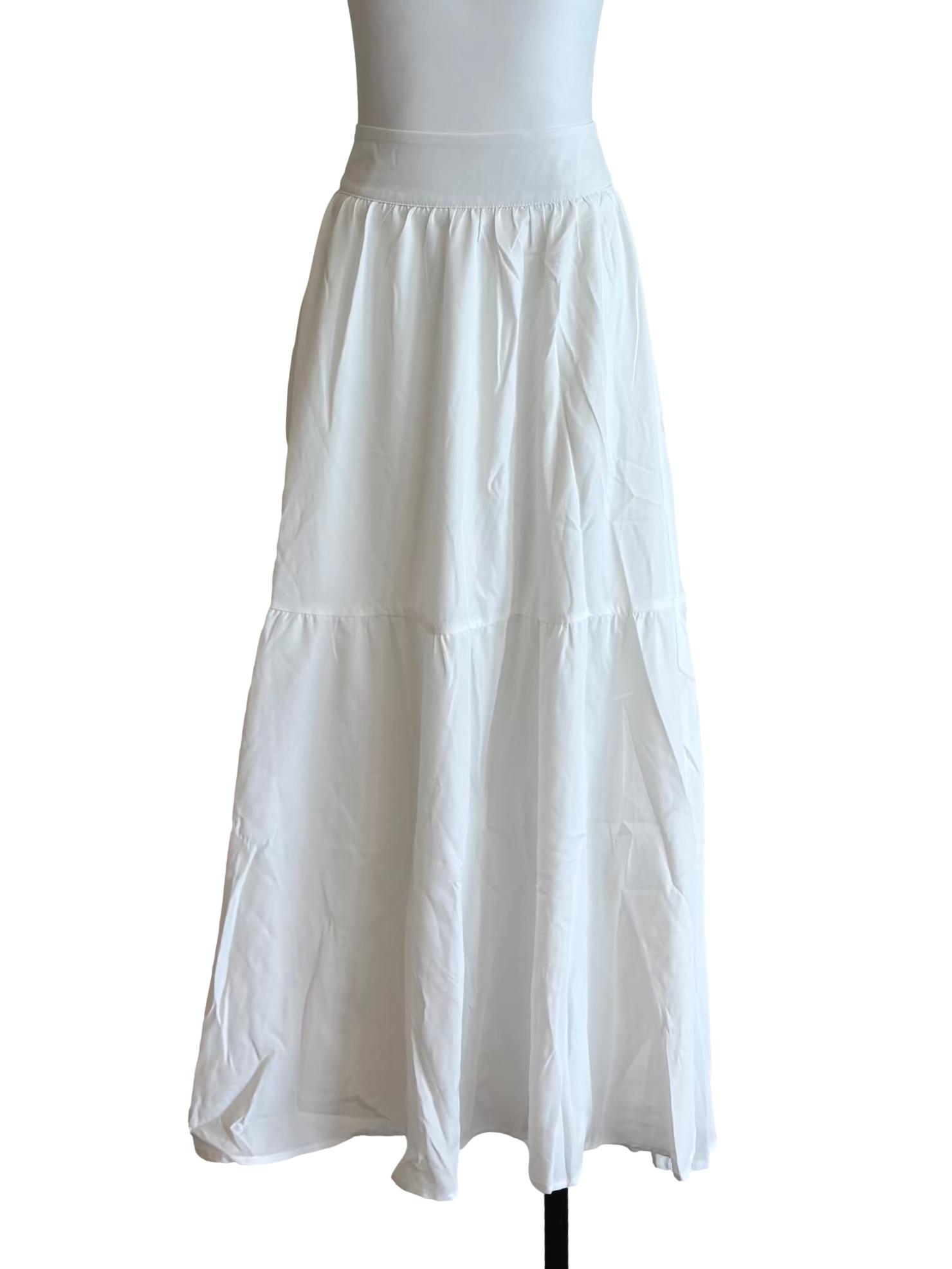 Powder White Plain Maxi Skirt