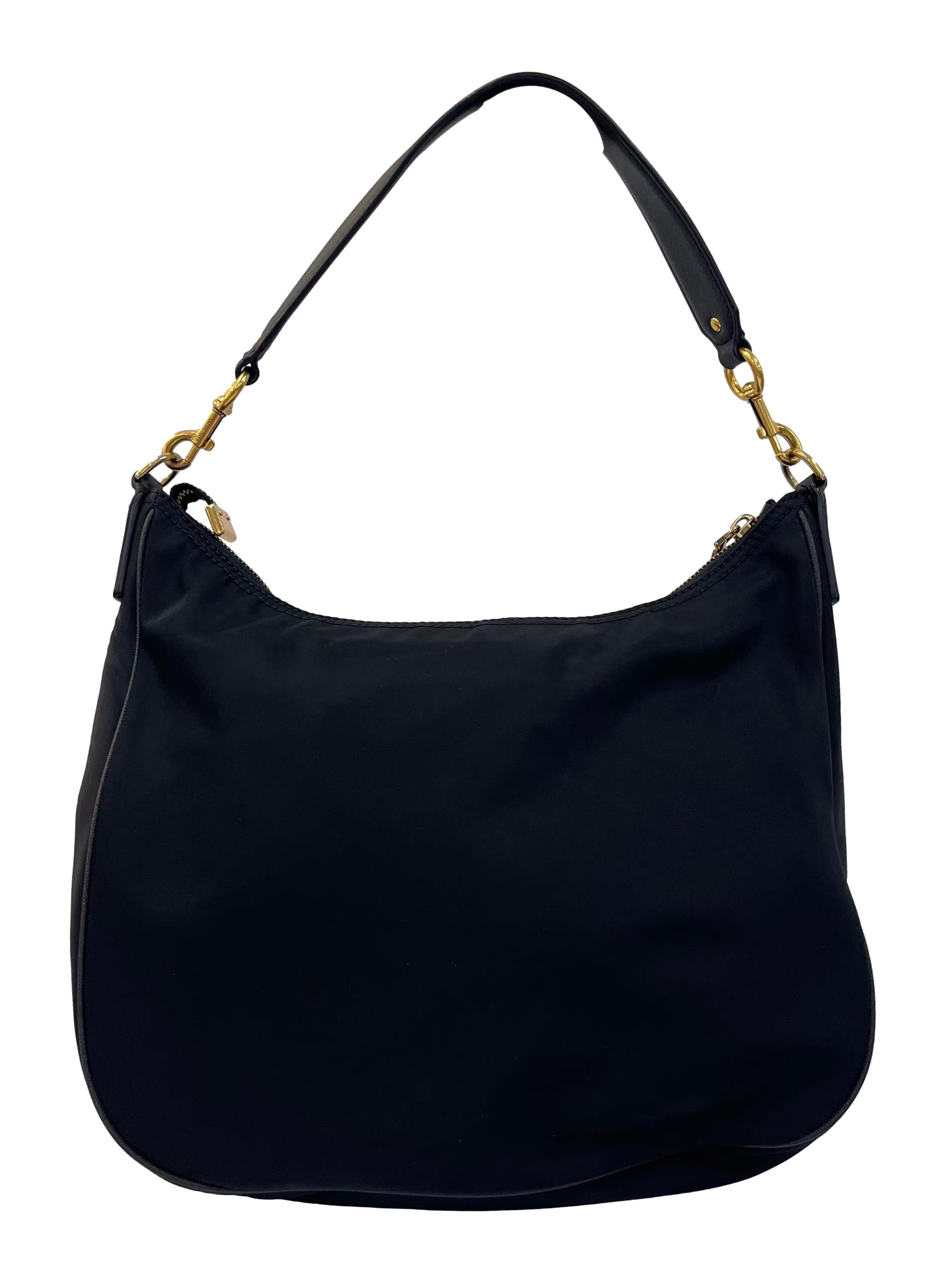 Black Trooper Nylon Hobo Bag